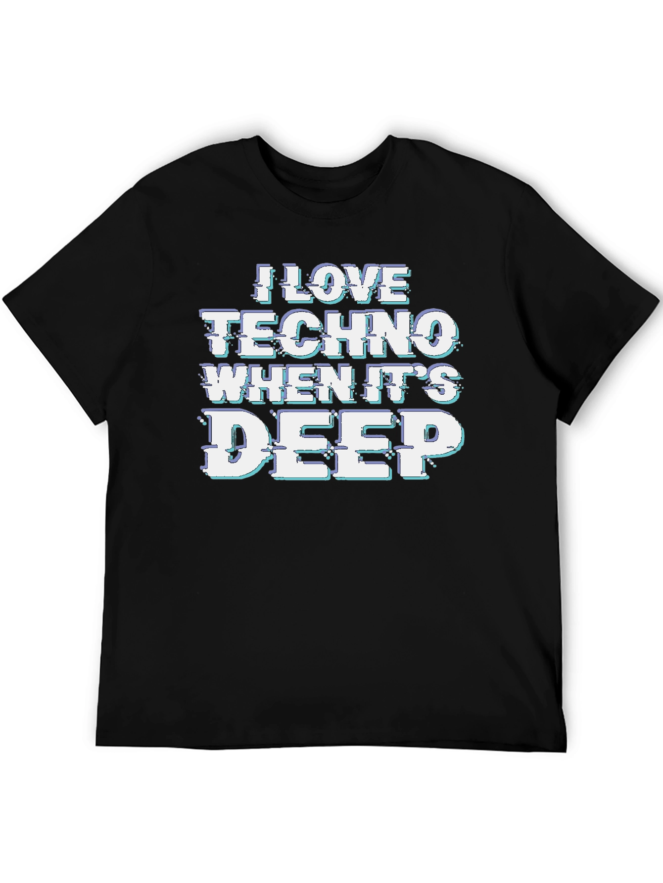 I Love Techno Deep Mens Black Graphic Tee