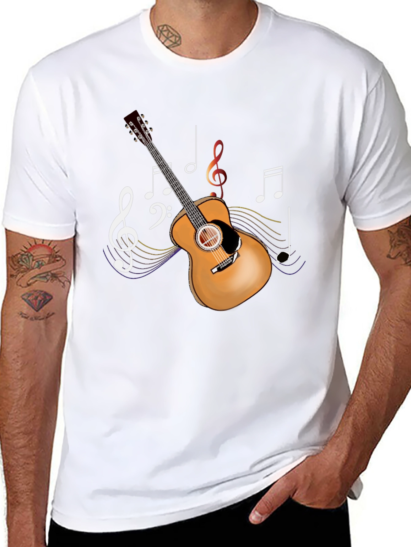 Guitar Music Notes Graphic T-Shirt