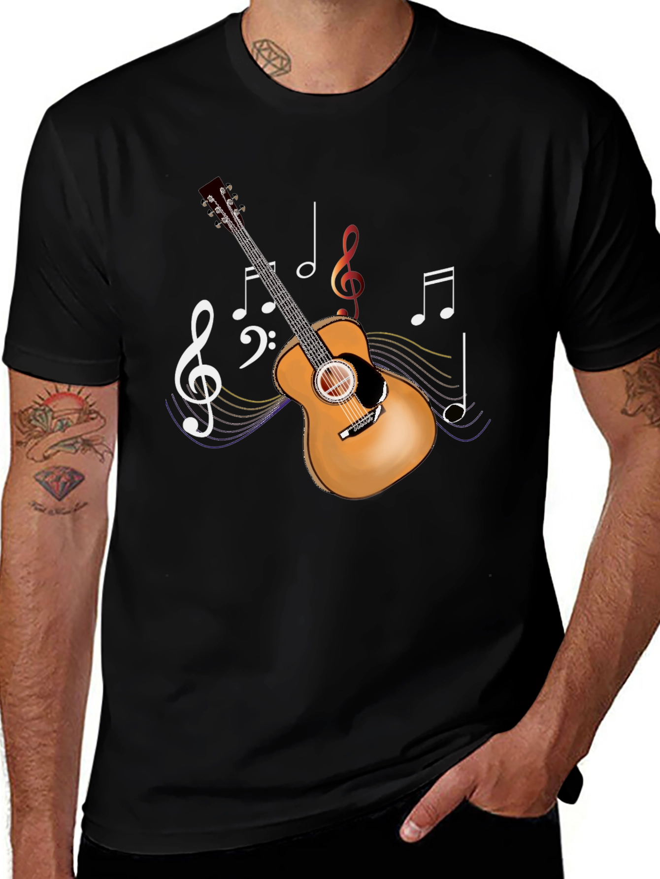 Guitar Music Notes Graphic T-Shirt