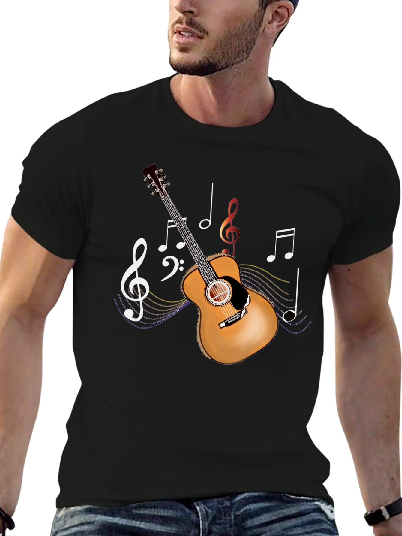 Guitar Music Notes Graphic T-Shirt