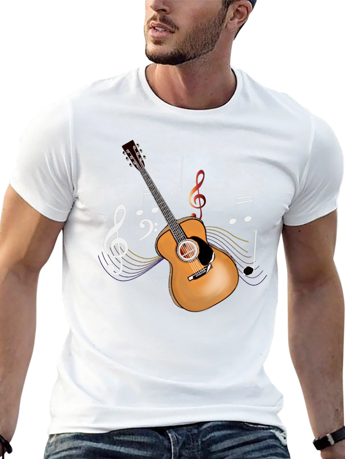 Guitar Music Notes Graphic T-Shirt