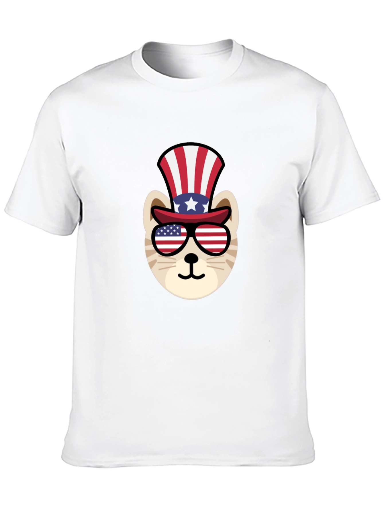 Patriotic Cat T-Shirt - USA Flag Design