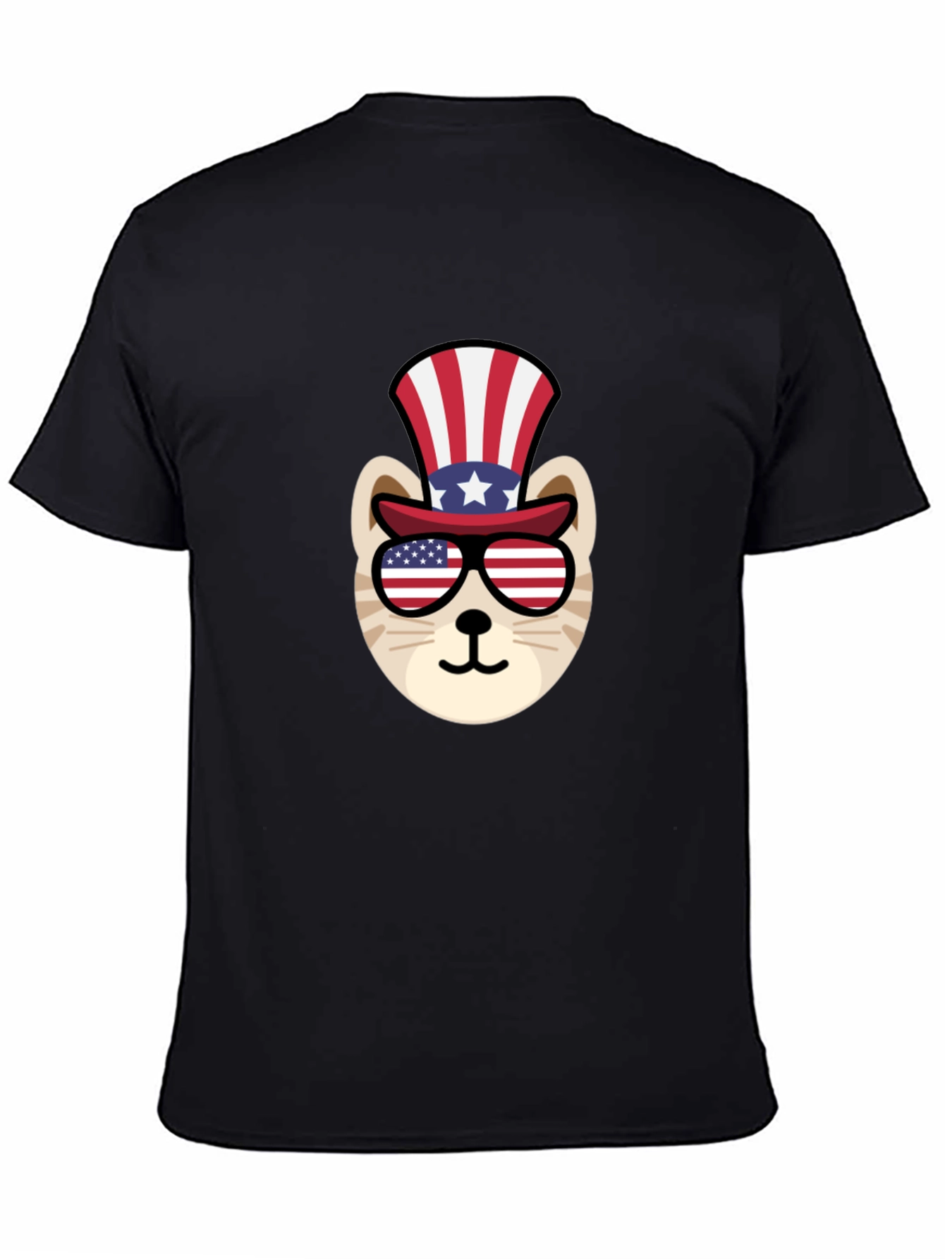 Patriotic Cat T-Shirt - USA Flag Design