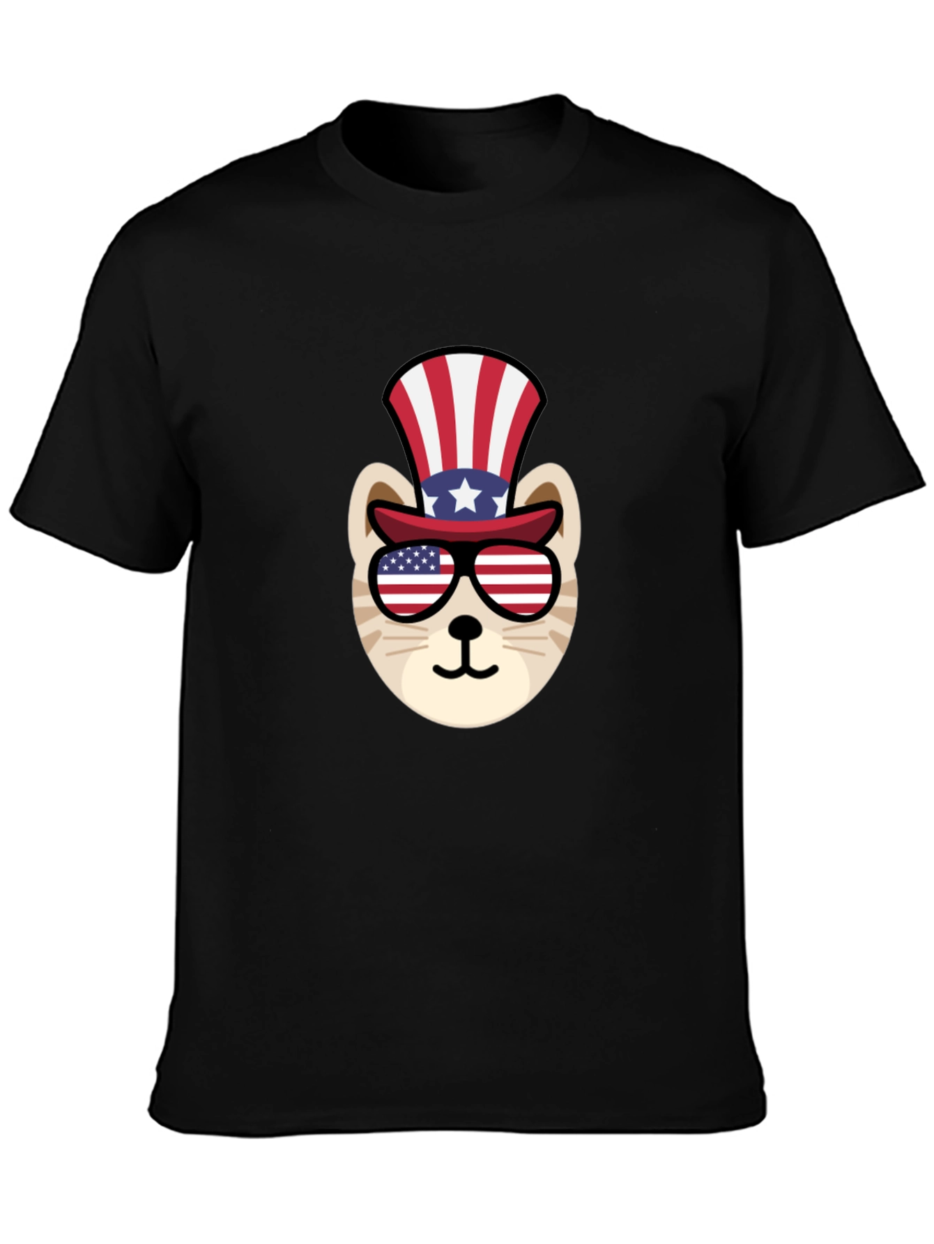 Patriotic Cat T-Shirt - USA Flag Design