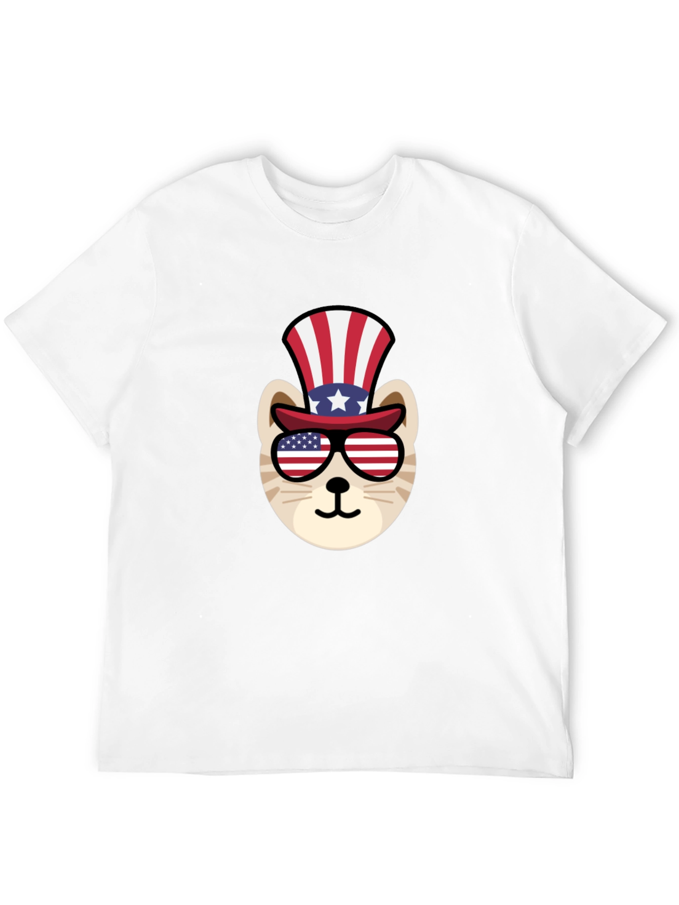 Patriotic Cat T-Shirt - USA Flag Design