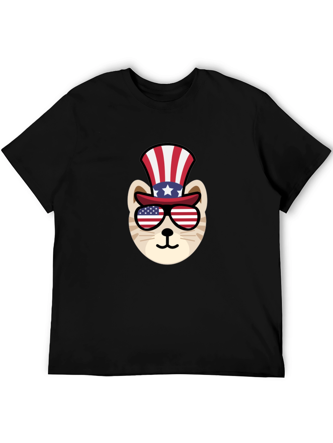 Patriotic Cat T-Shirt - USA Flag Design