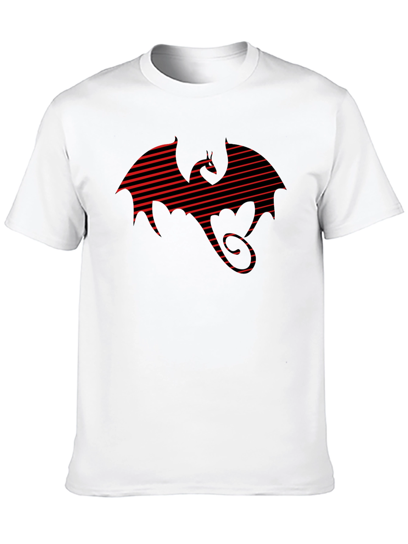 Striped Dragon Tee - Graphic Print T-Shirt