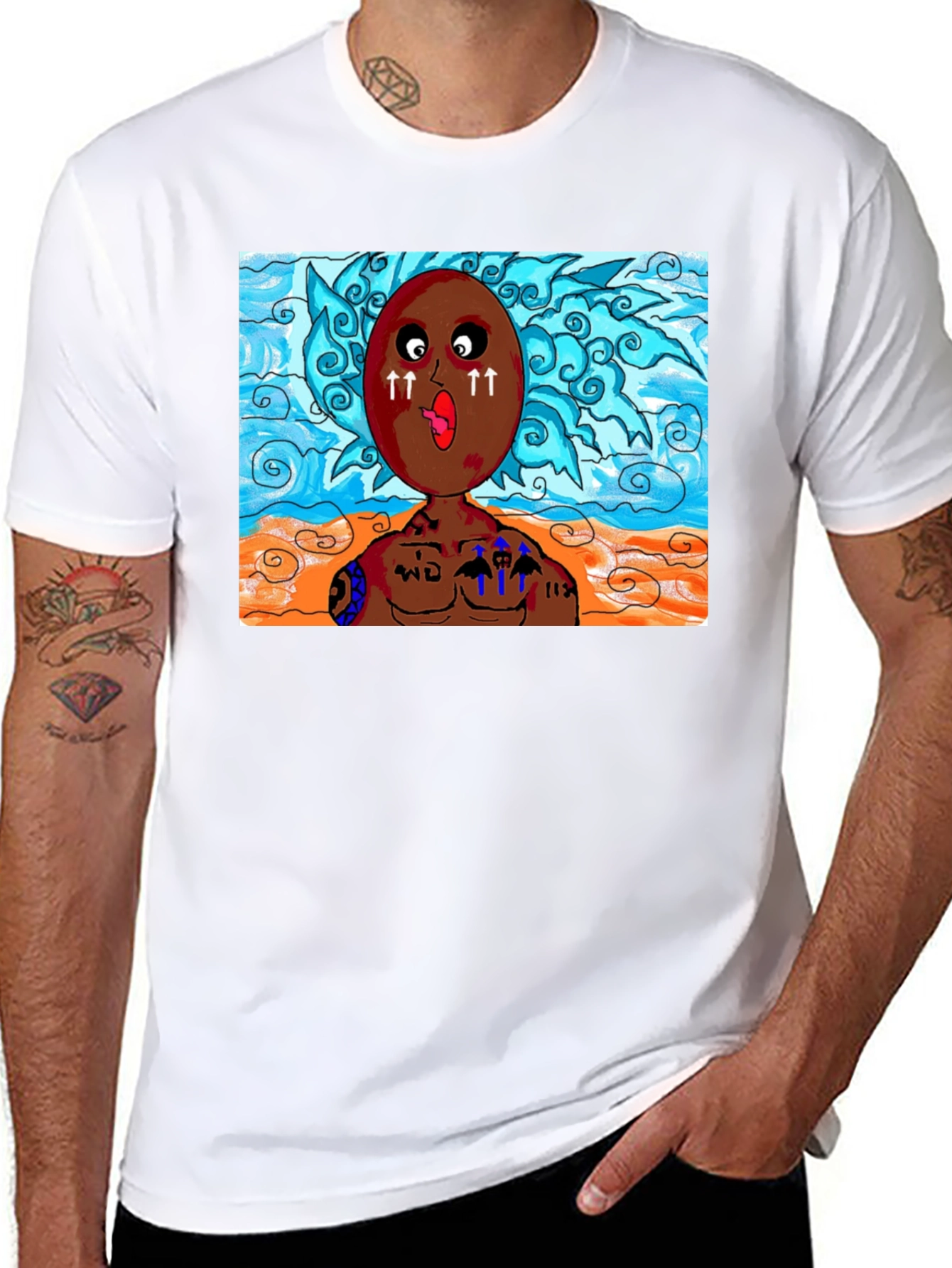 Unique Cartoon Graphic Black T-Shirt