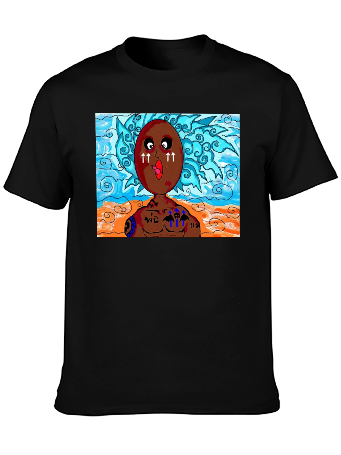 Unique Cartoon Graphic Black T-Shirt