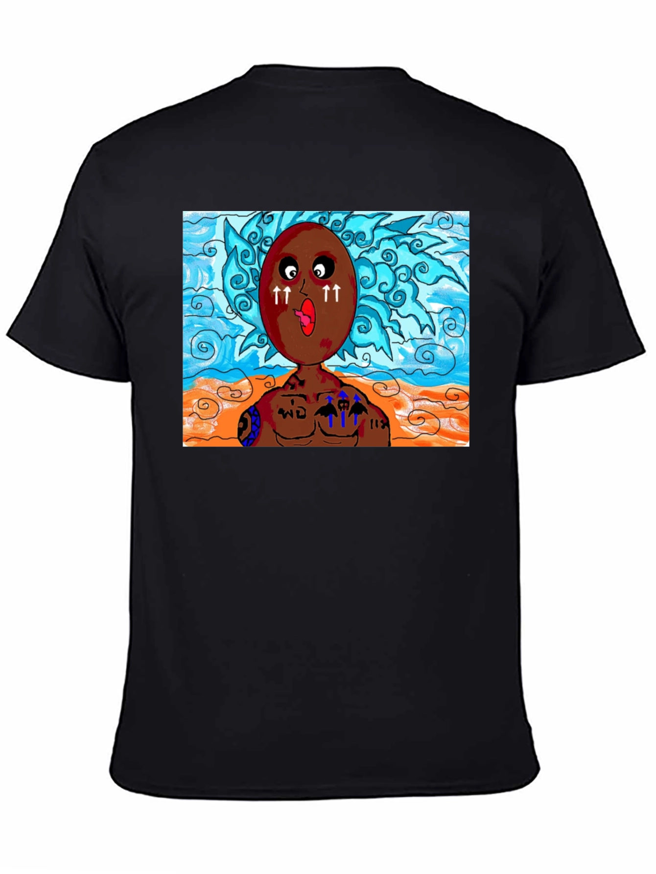 Unique Cartoon Graphic Black T-Shirt