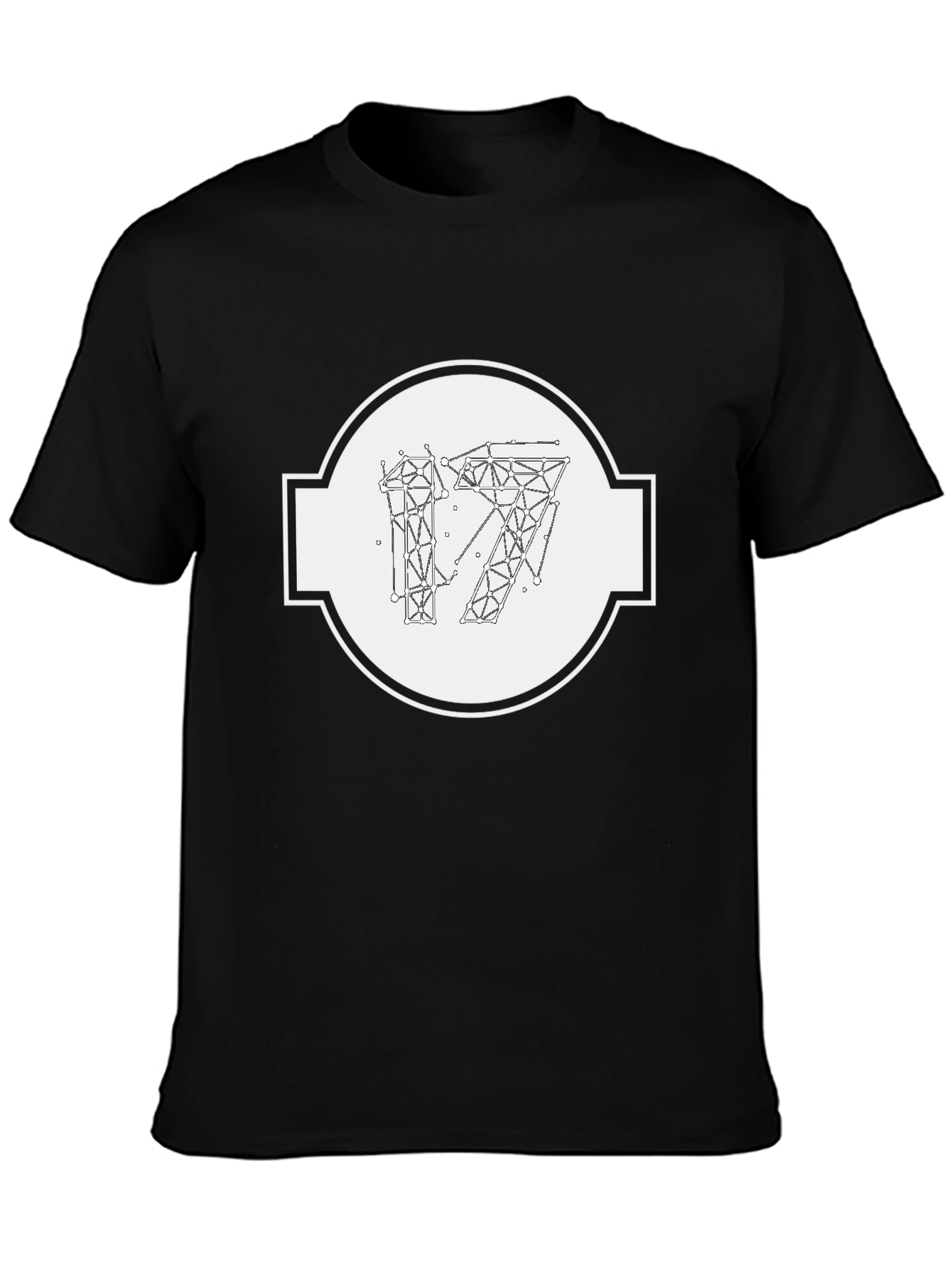 Geometric 17 Graphic Print Black T-Shirt