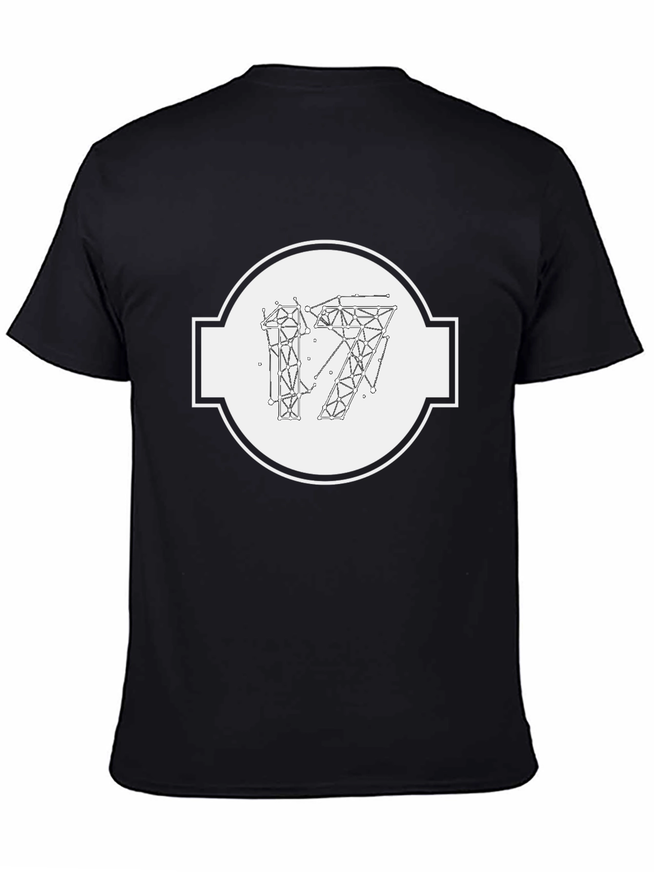 Geometric 17 Graphic Print Black T-Shirt