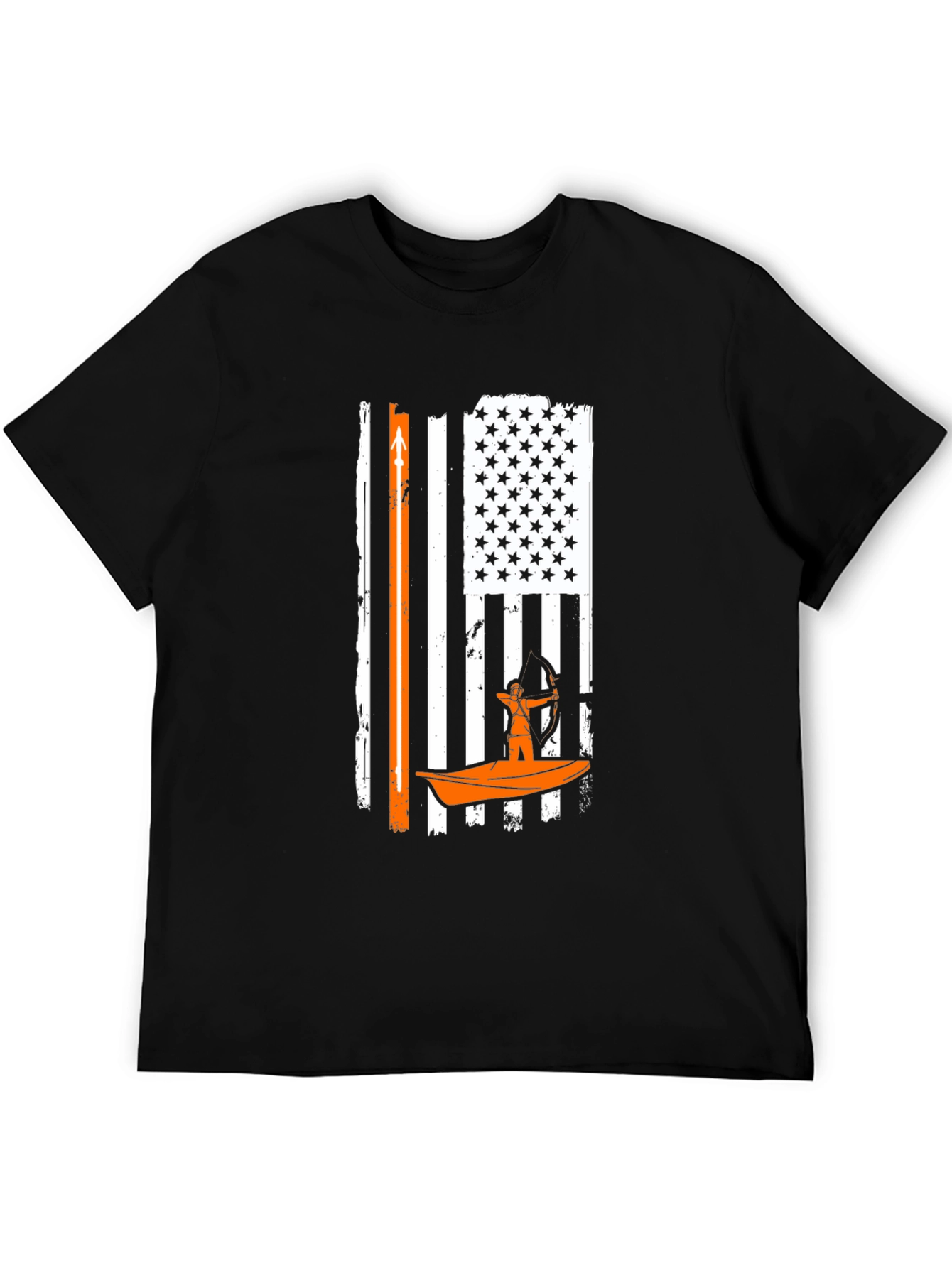 Kayak Fishing American Flag Graphic Tee