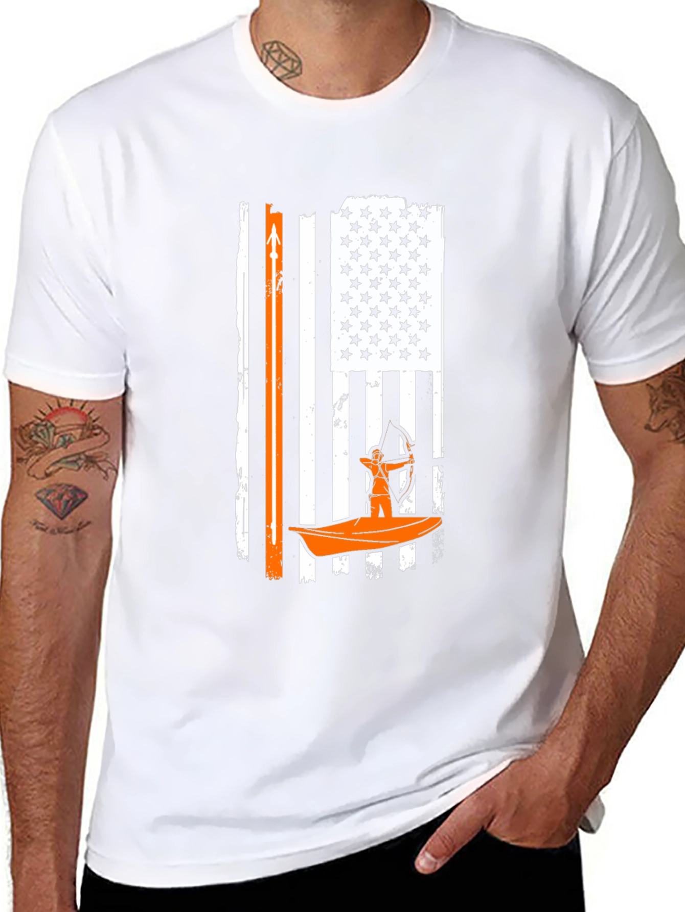 Kayak Fishing American Flag Graphic Tee