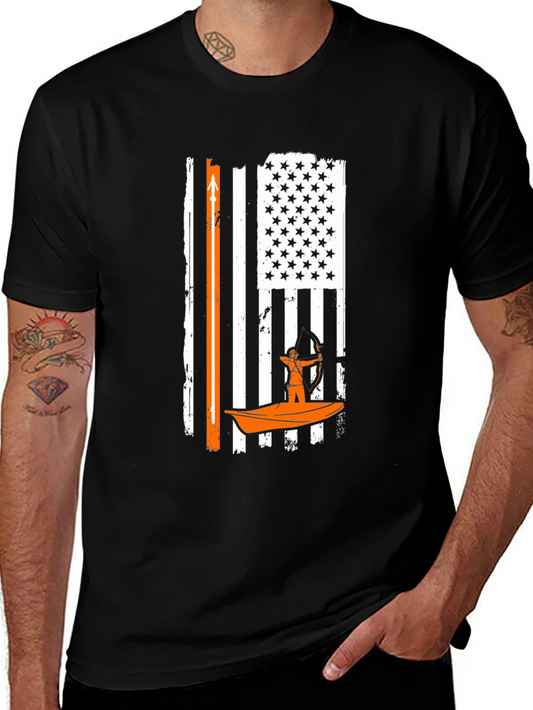 Kayak Fishing American Flag Graphic Tee