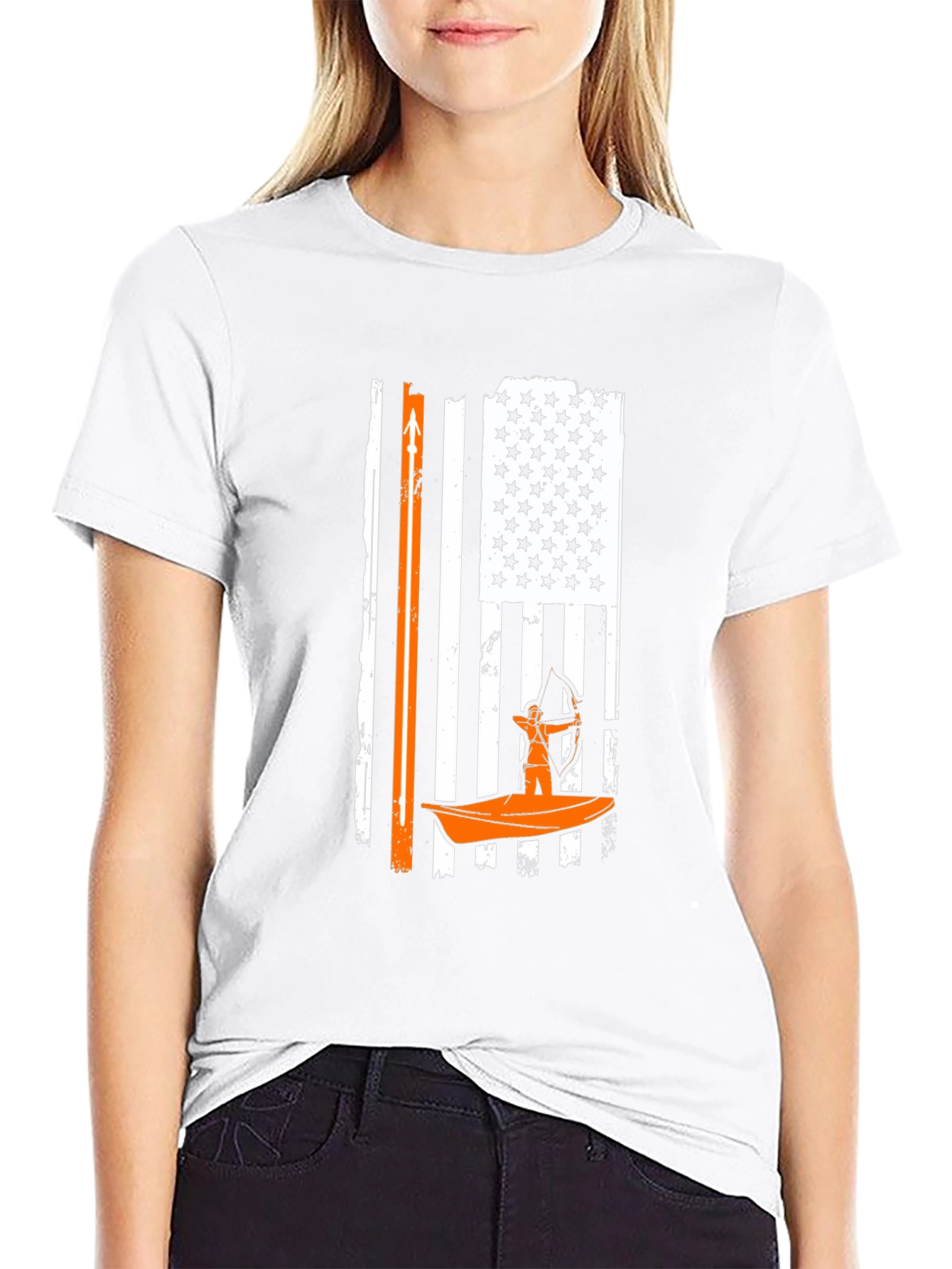 Kayak Fishing American Flag Graphic Tee