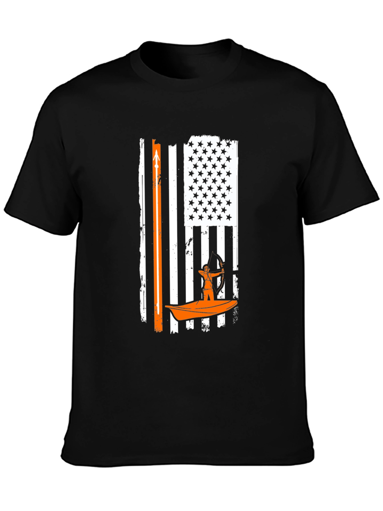 Kayak Fishing American Flag Graphic Tee