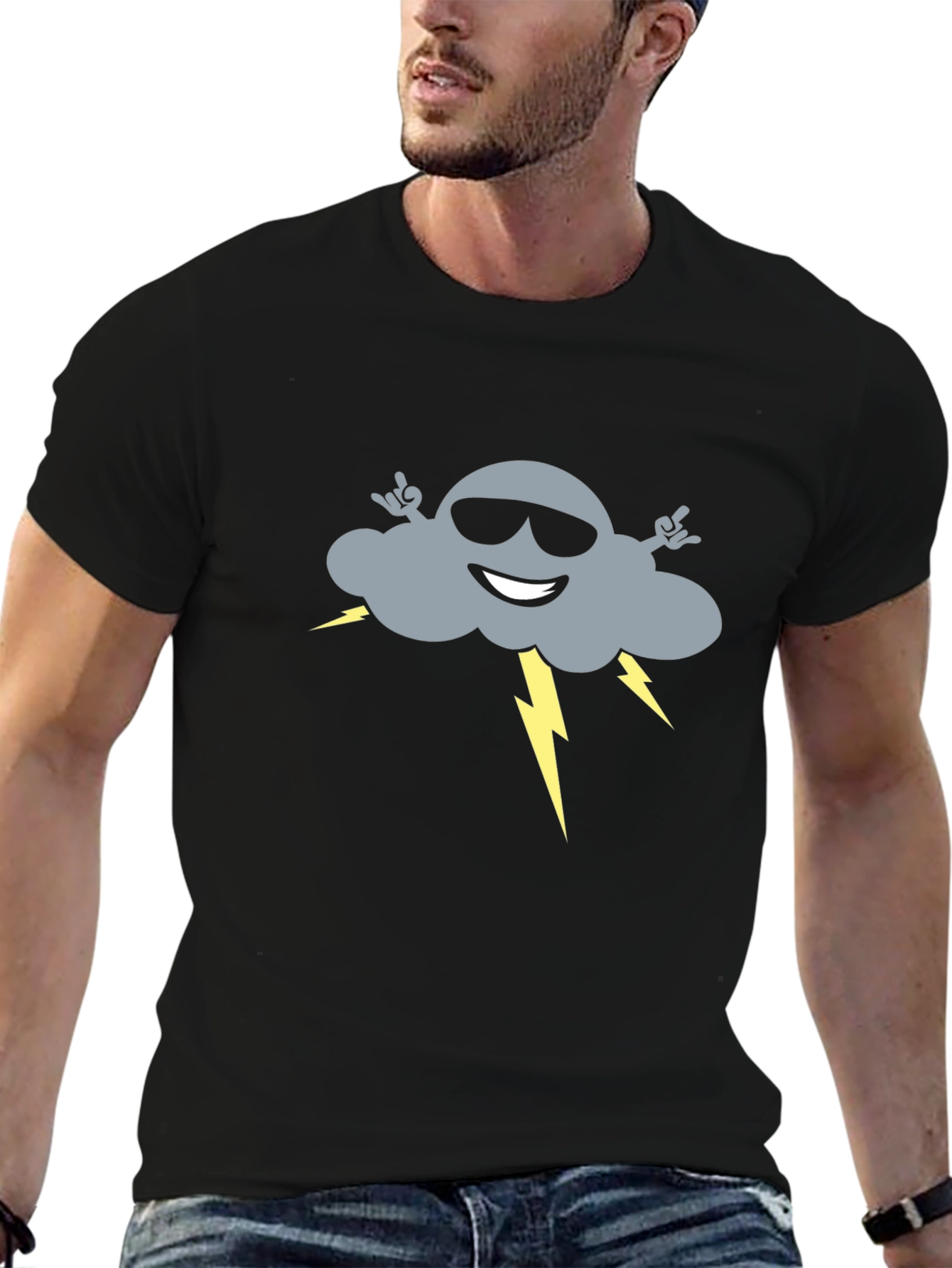 Cool Cloud Graphic Tee - Black Cotton T-Shirt