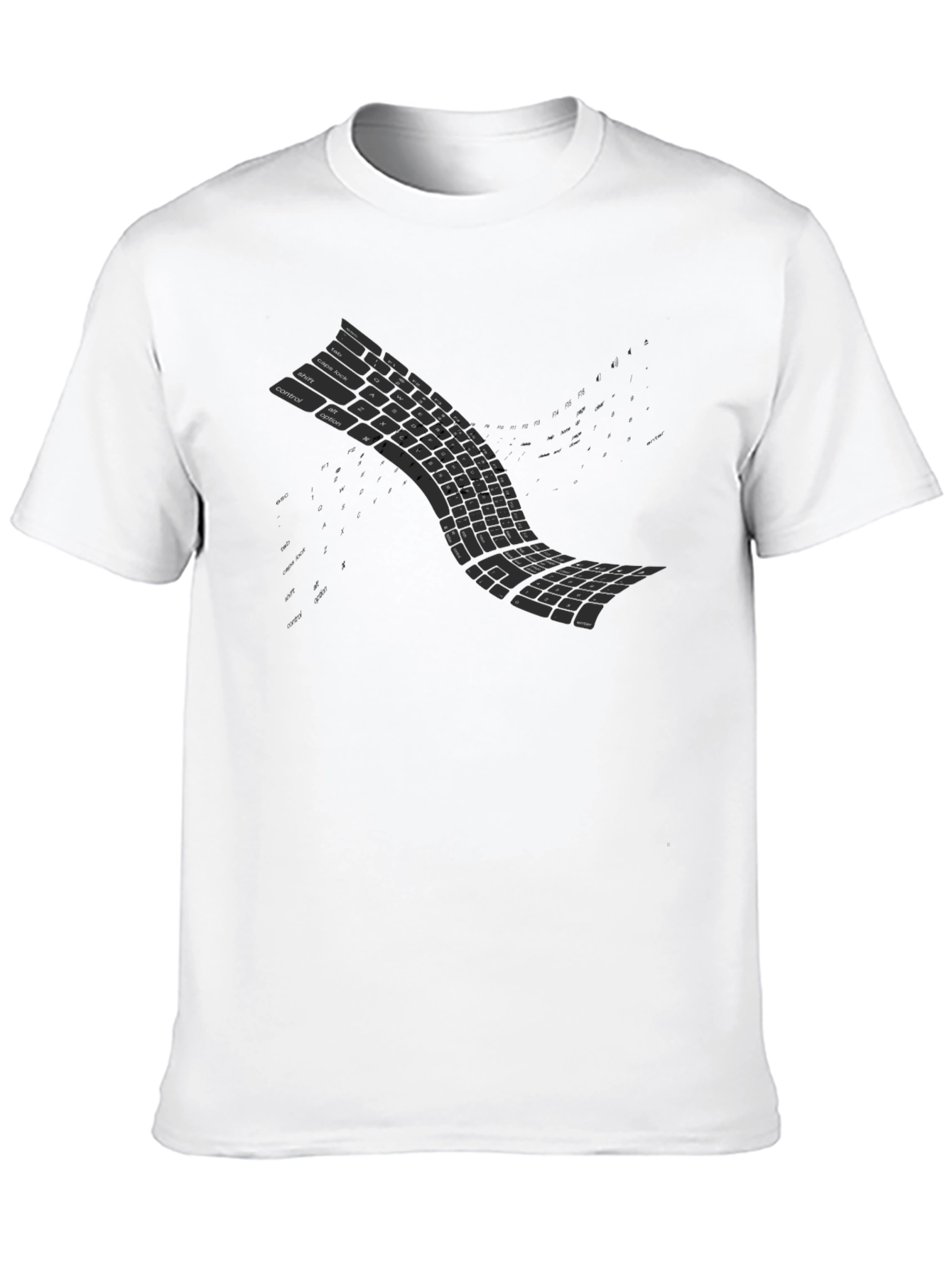Curved Keyboard Graphic Tee - Programmer Style Shirt