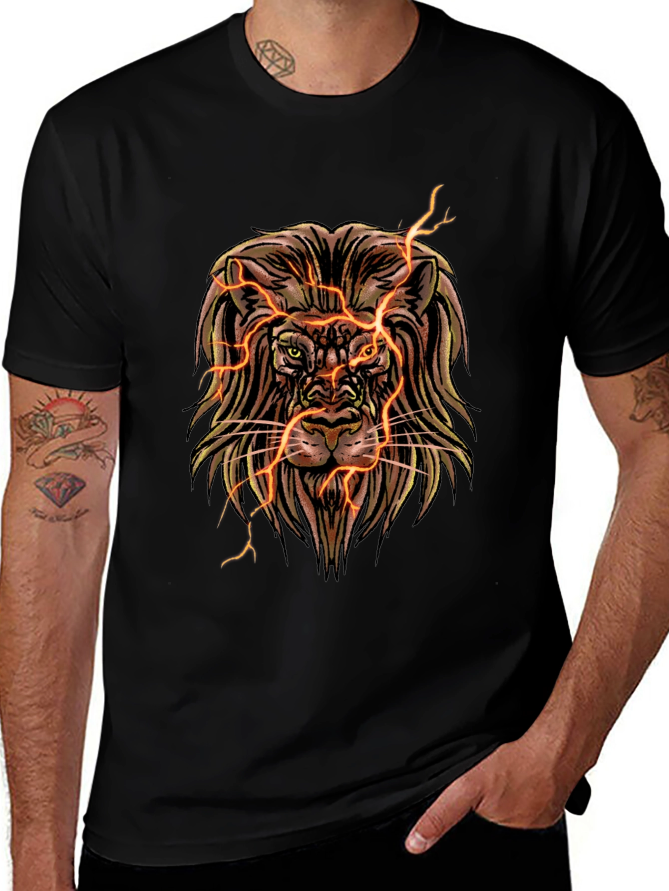 Electric Lion Graphic T-Shirt - Black