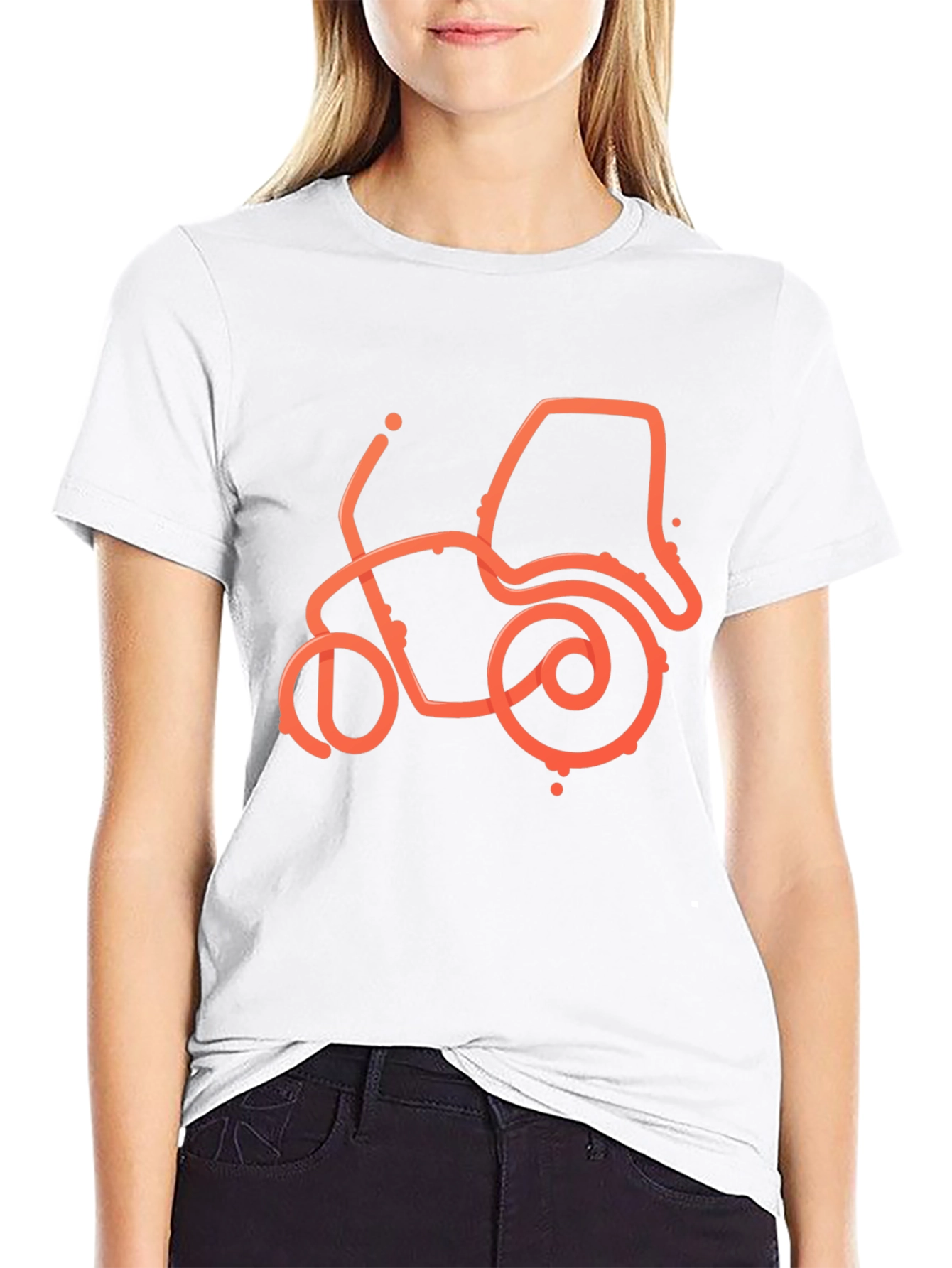 Motorcycle Outline Graphic Tee - Black