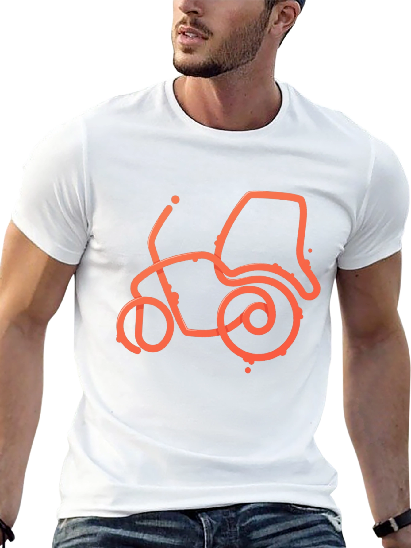 Motorcycle Outline Graphic Tee - Black