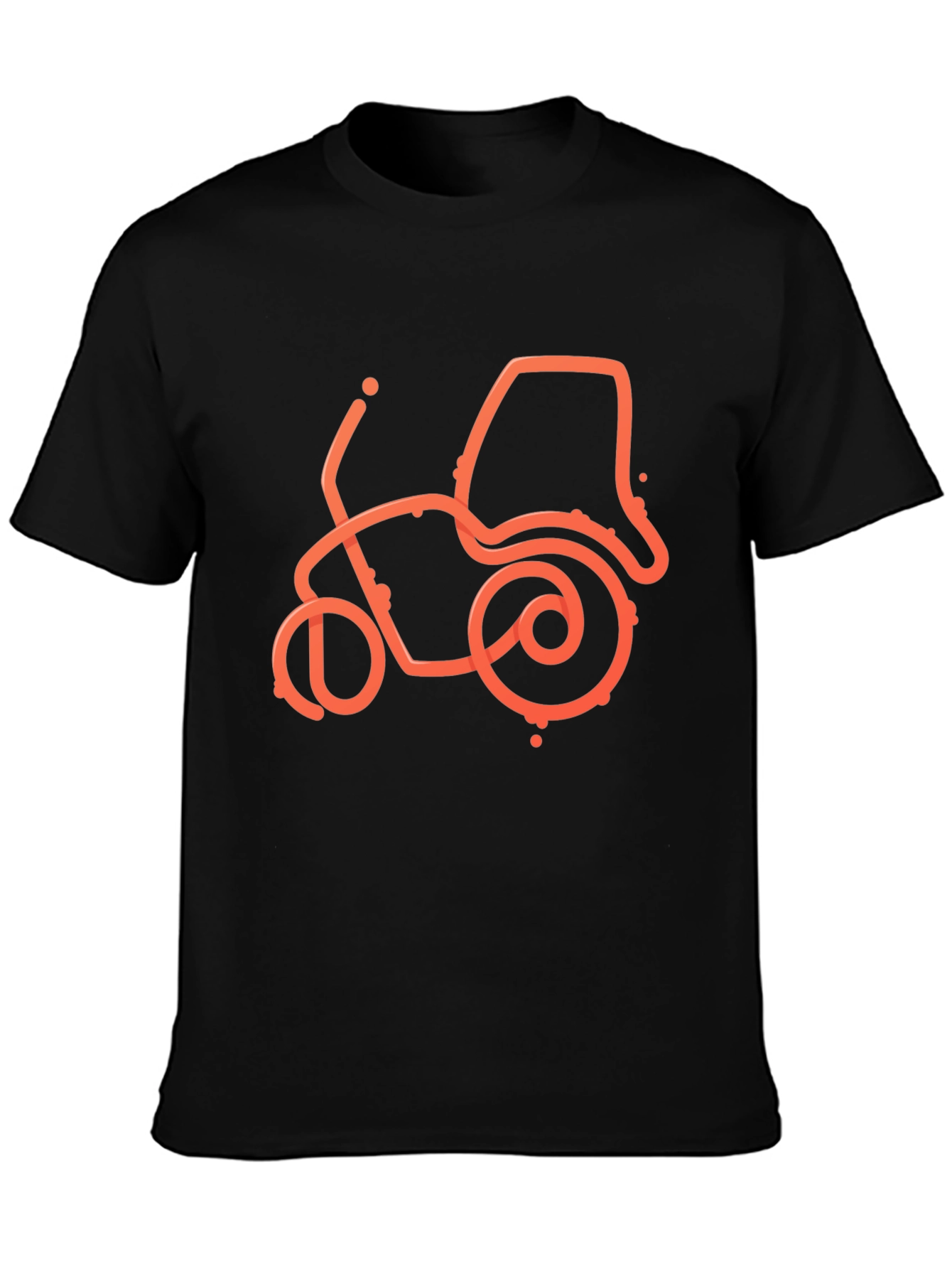 Motorcycle Outline Graphic Tee - Black