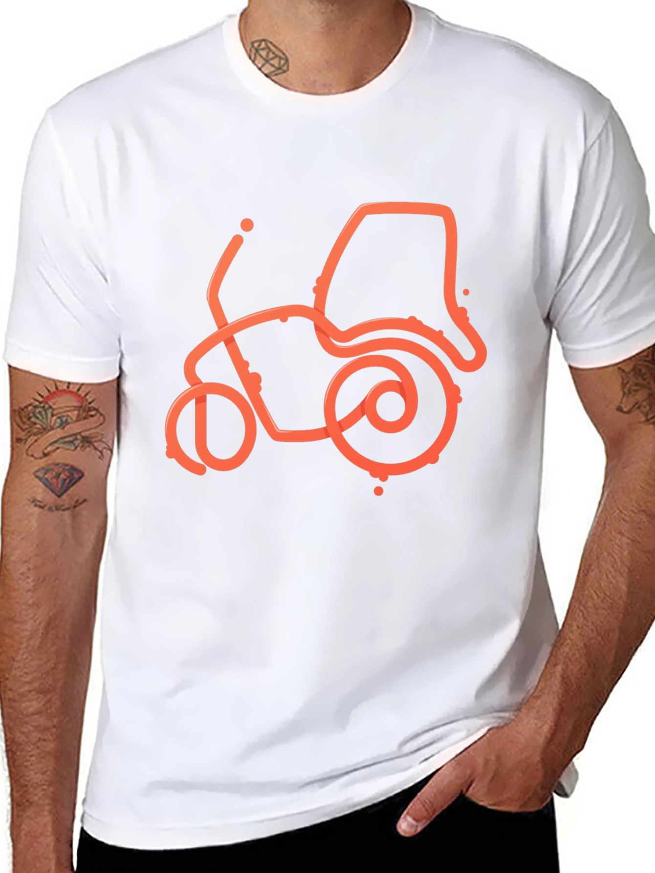 Motorcycle Outline Graphic Tee - Black