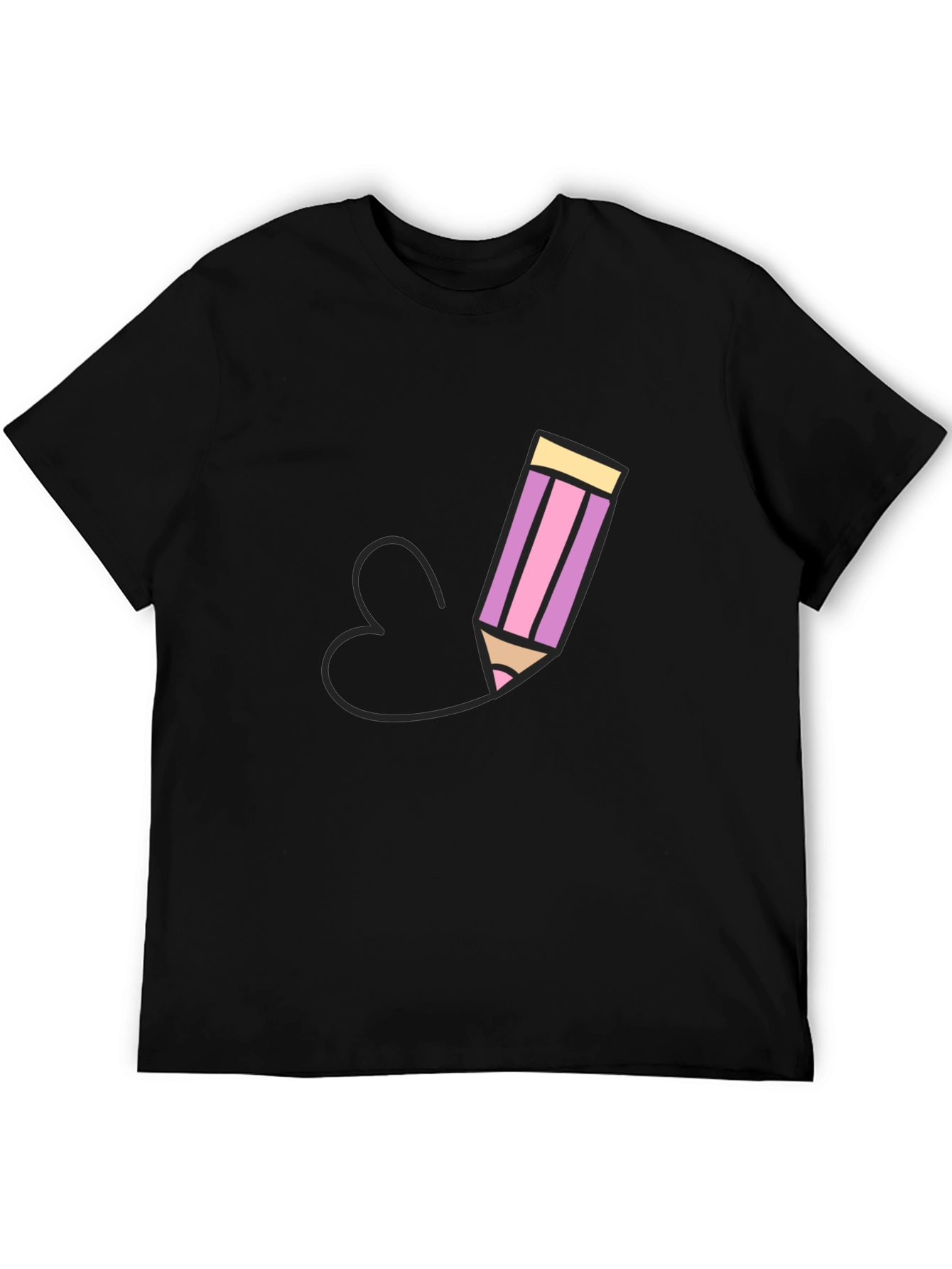 Pencil Heart Graphic Black T-Shirt
