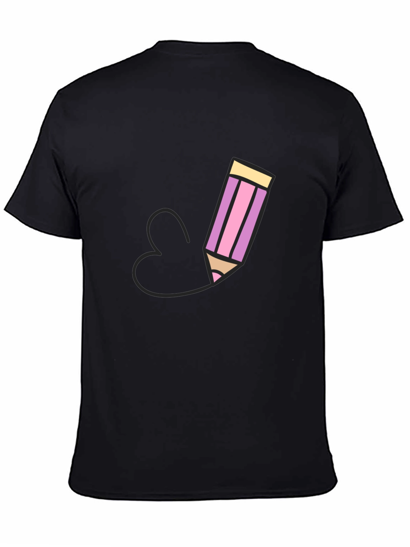 Pencil Heart Graphic Black T-Shirt