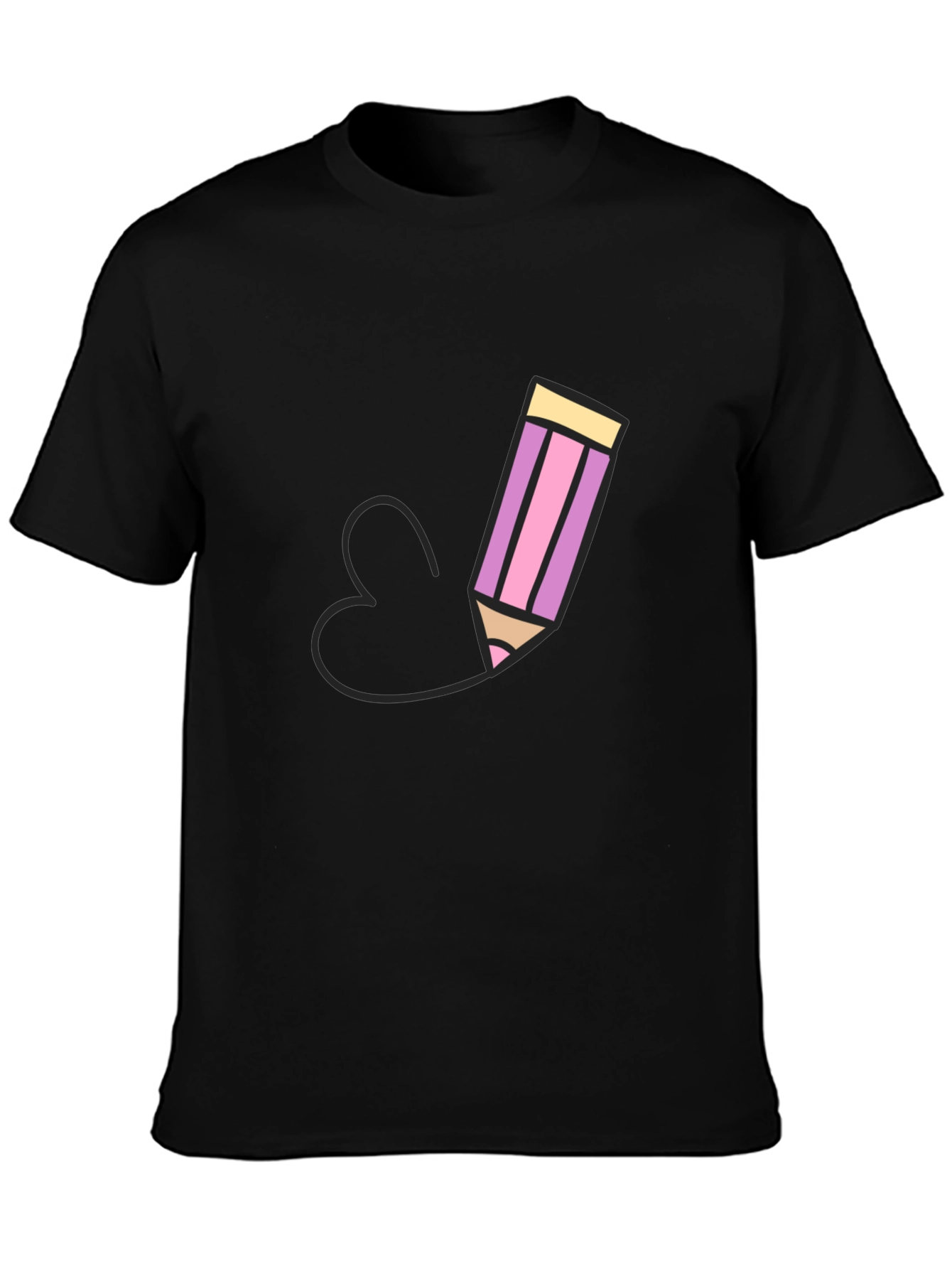 Pencil Heart Graphic Black T-Shirt