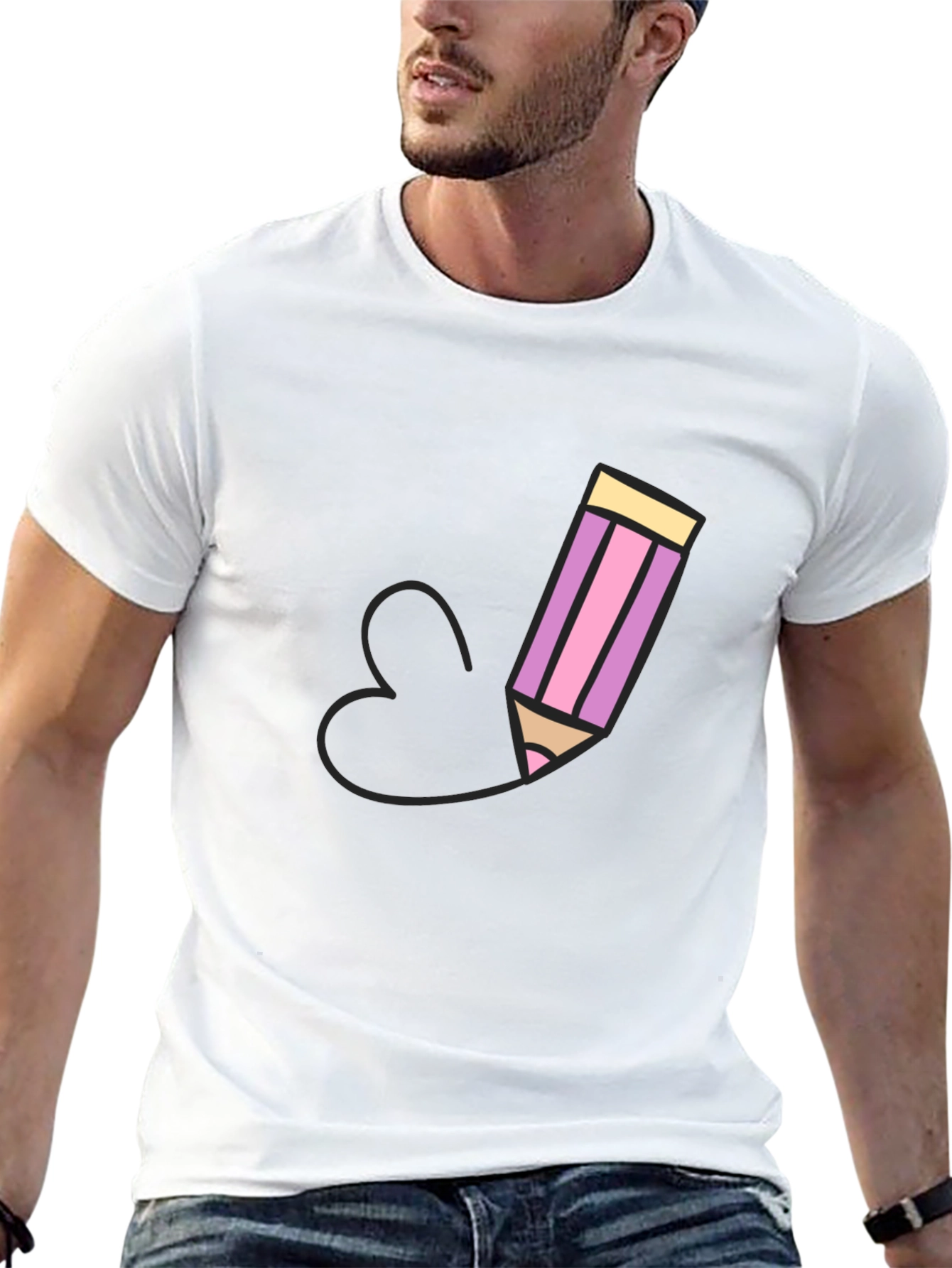 Pencil Heart Graphic Black T-Shirt