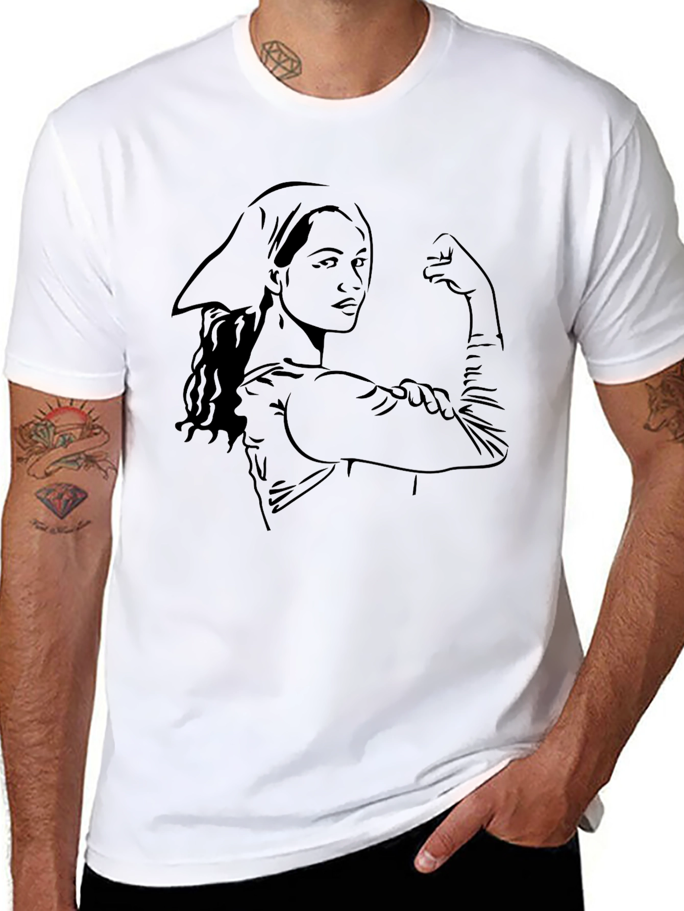 Feminist Rosie the Riveter Graphic Black T-Shirt