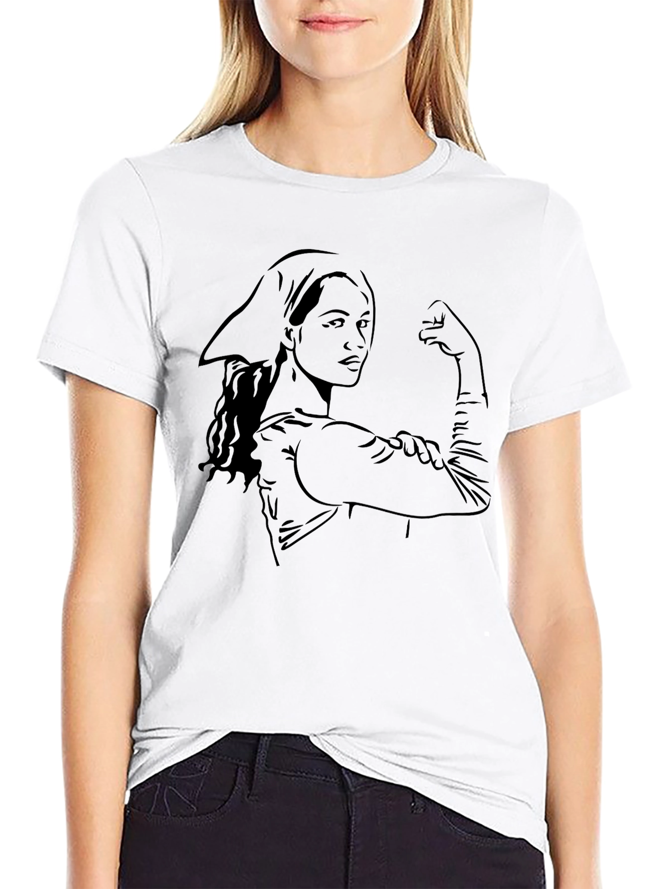 Feminist Rosie the Riveter Graphic Black T-Shirt