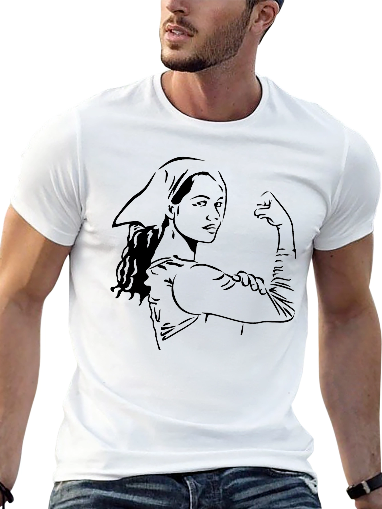 Feminist Rosie the Riveter Graphic Black T-Shirt