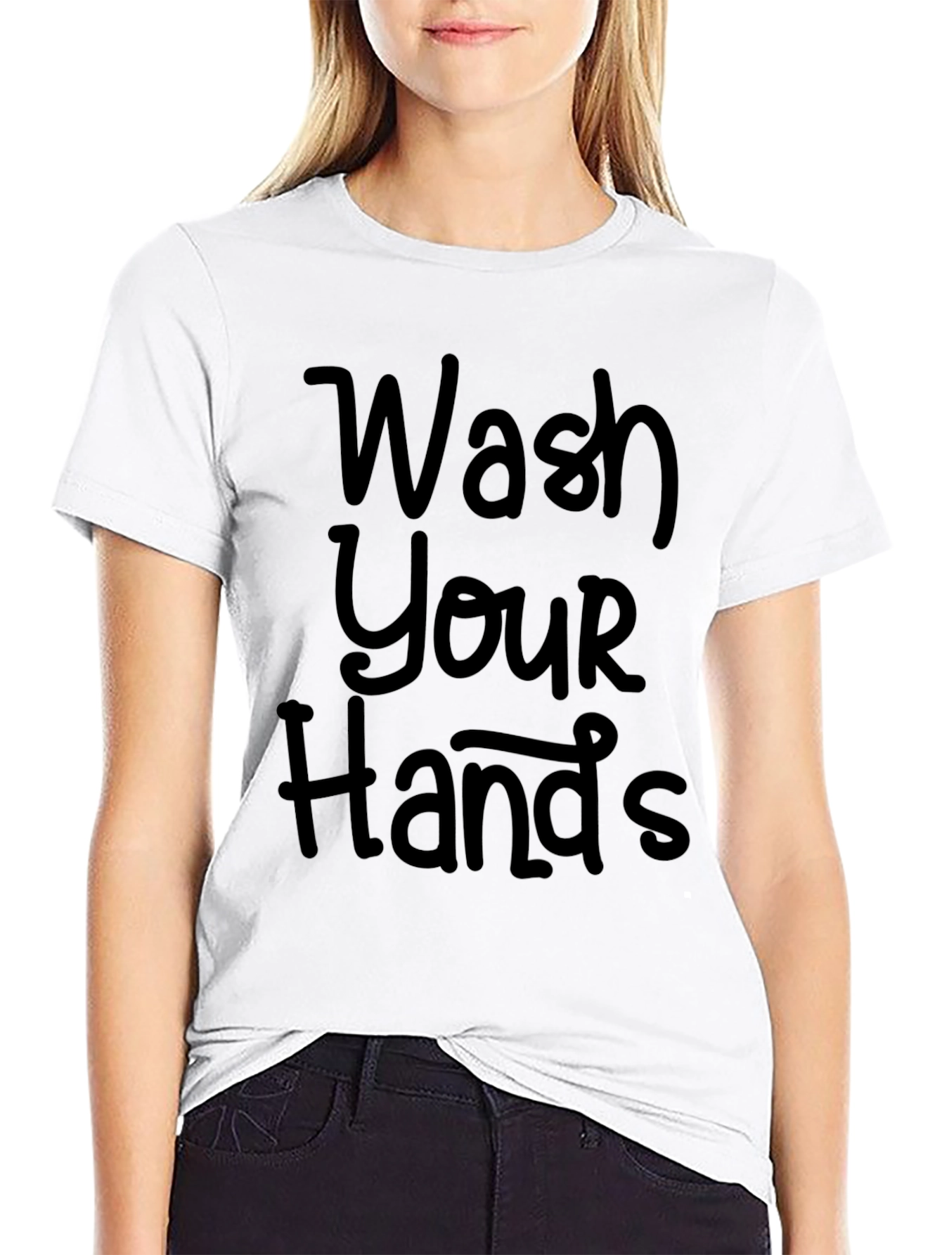 Wash Your Hands Black Crewneck T-Shirt