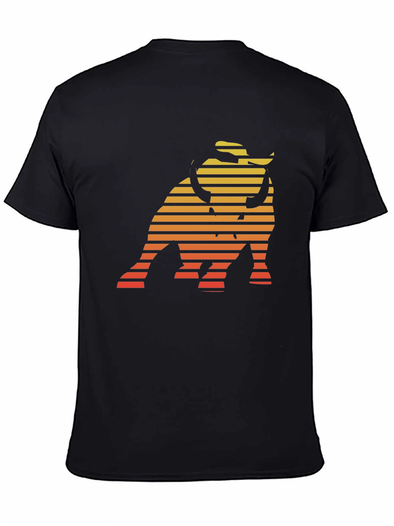 Retro Bull T-Shirt - Sunset Striped Design