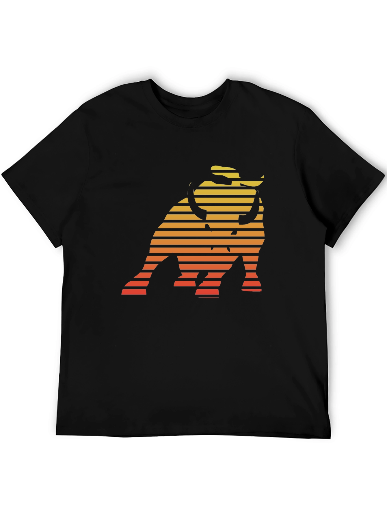 Retro Bull T-Shirt - Sunset Striped Design
