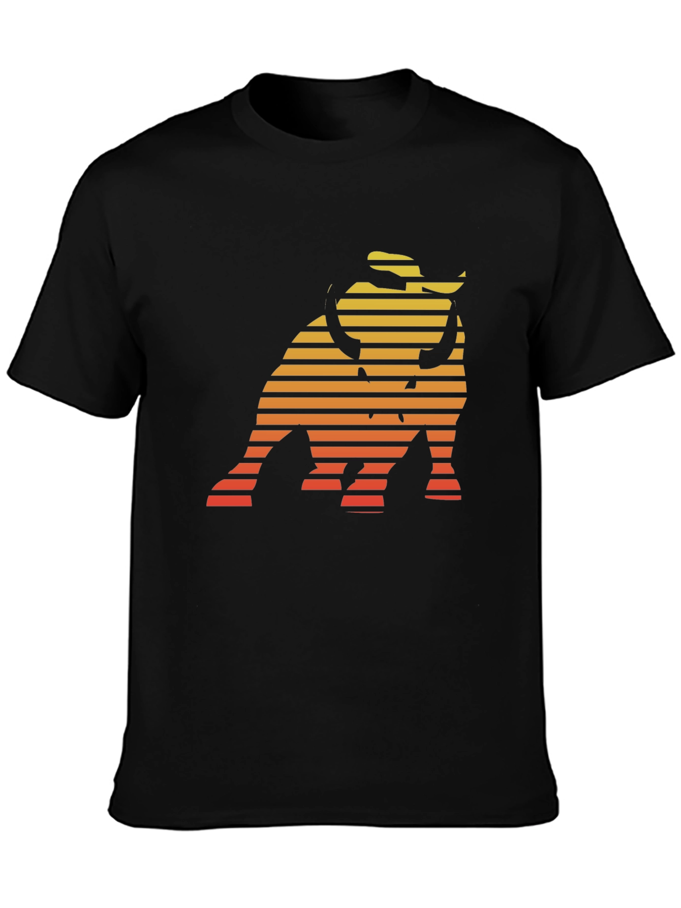 Retro Bull T-Shirt - Sunset Striped Design