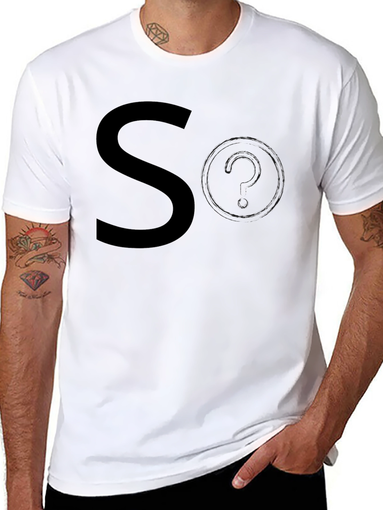 Mens Black So? Graphic T-Shirt