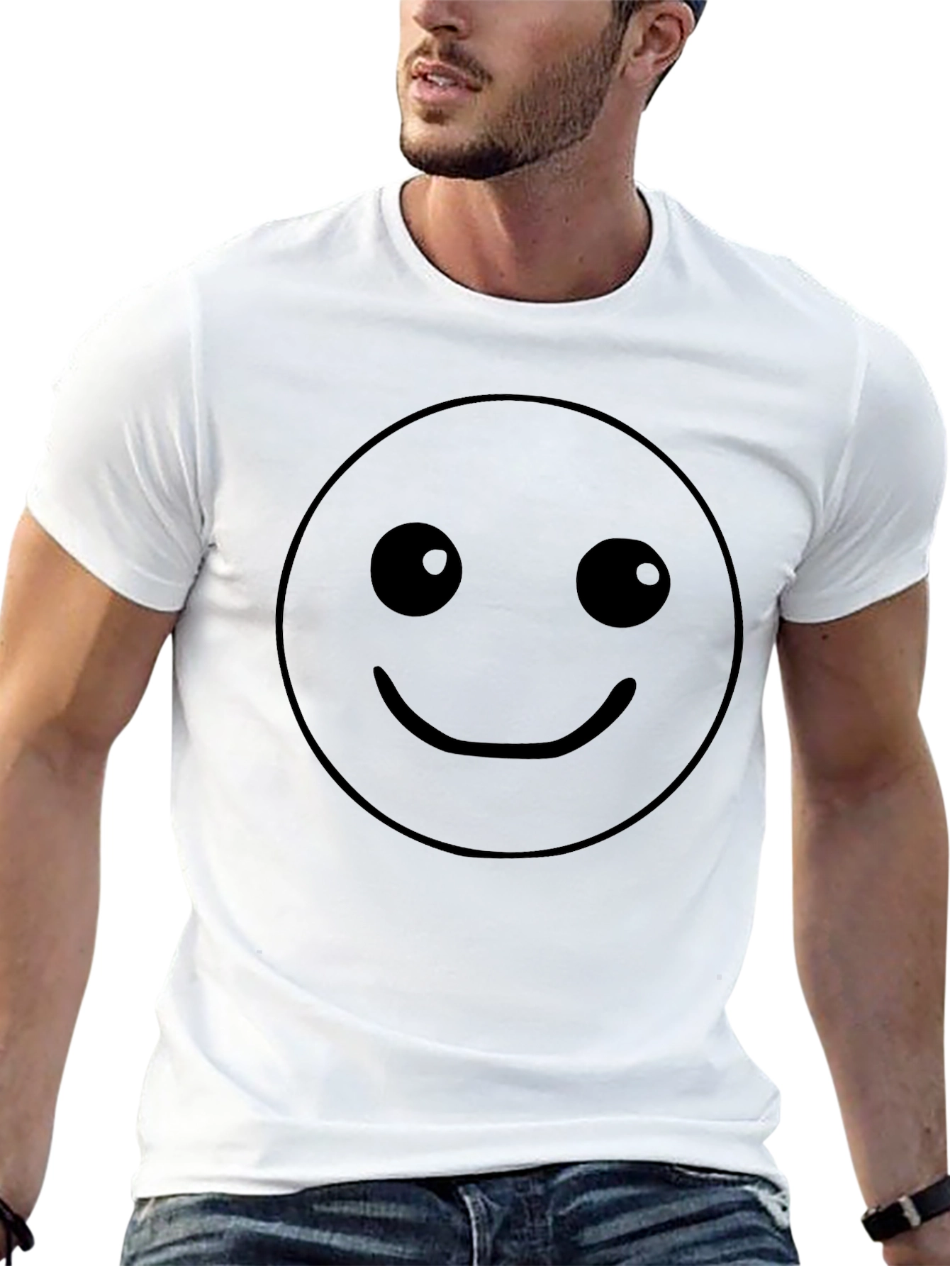 Smiley Face Black T-Shirt - Classic Emoji Graphic Tee