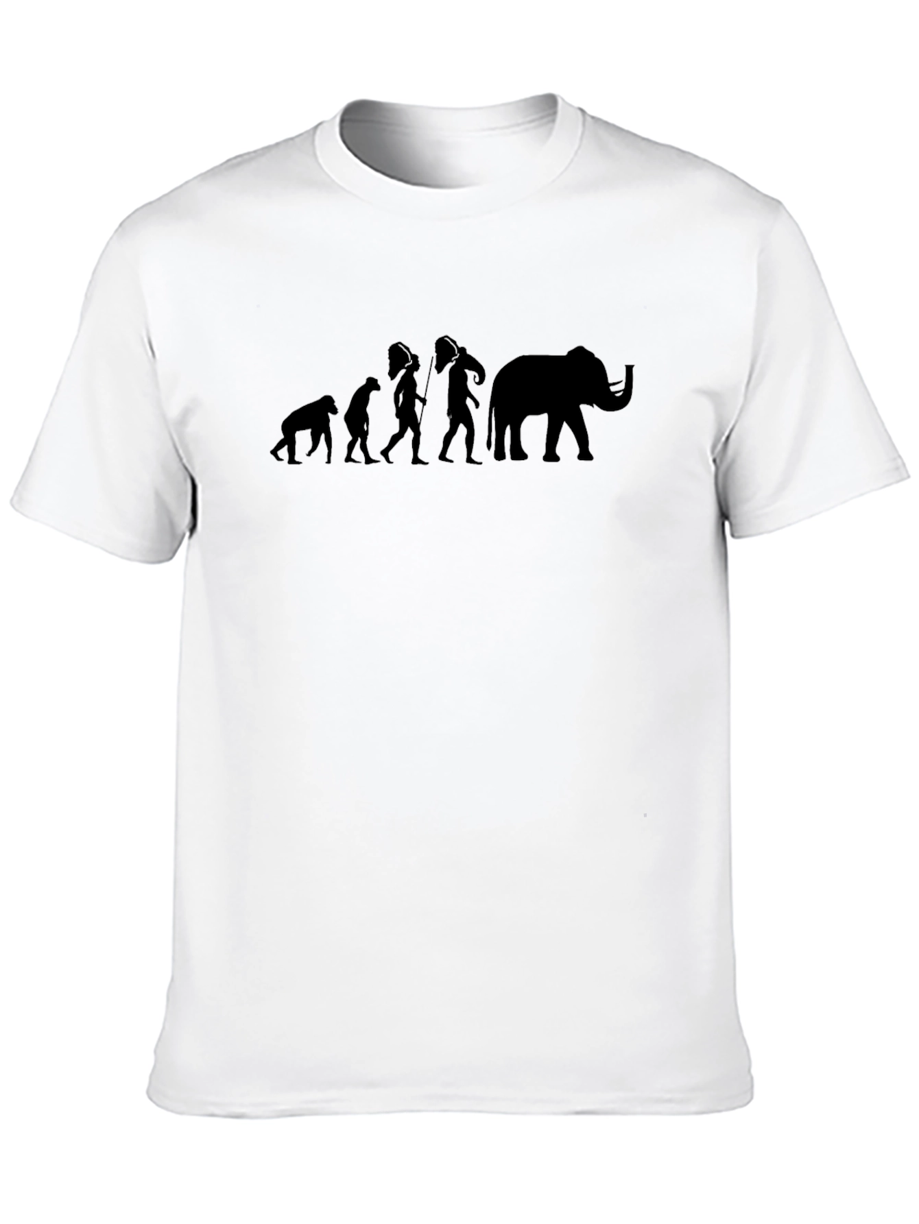 Evolution of Man & Elephant Black Graphic Tee