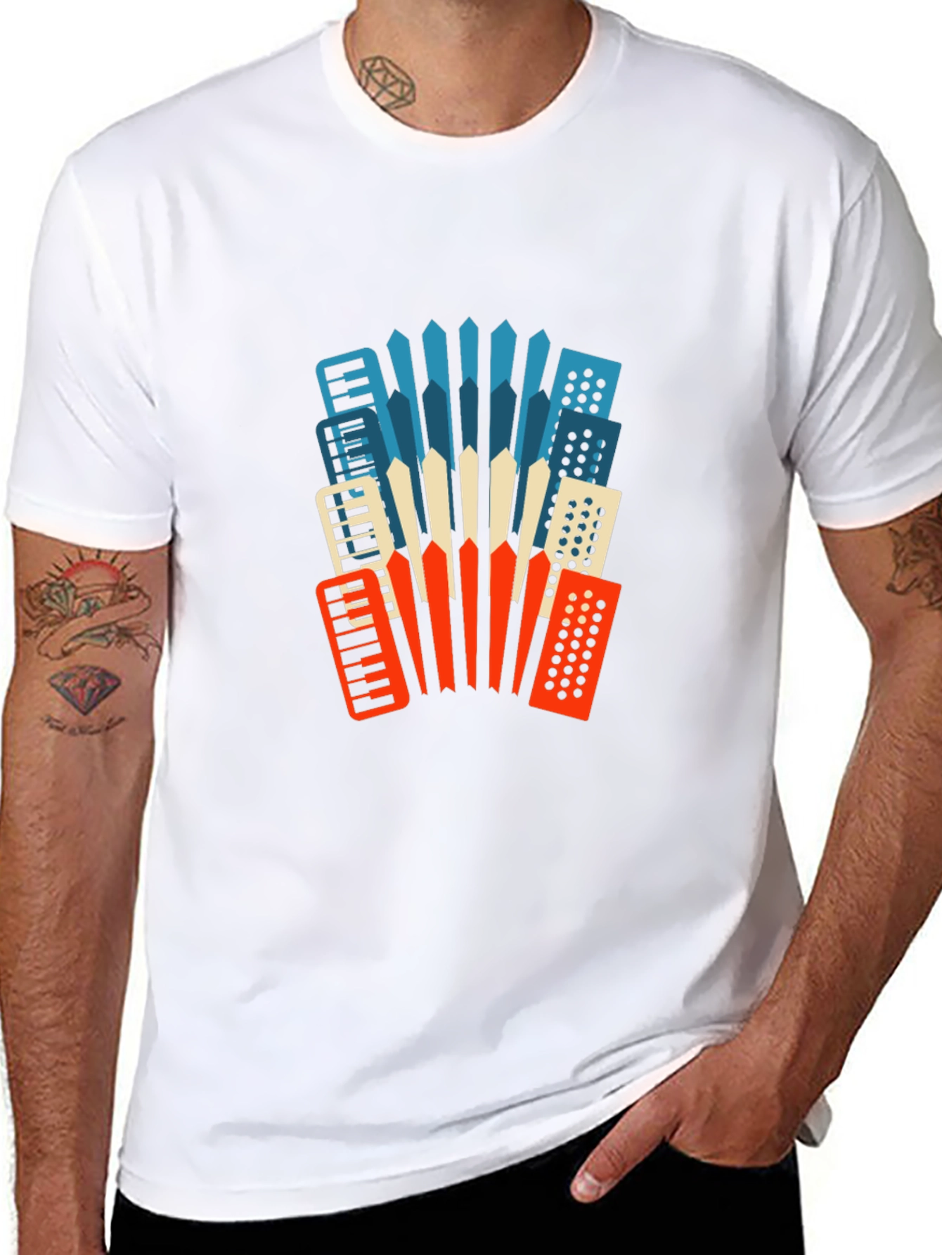 Accordion Graphic Print Black T-Shirt