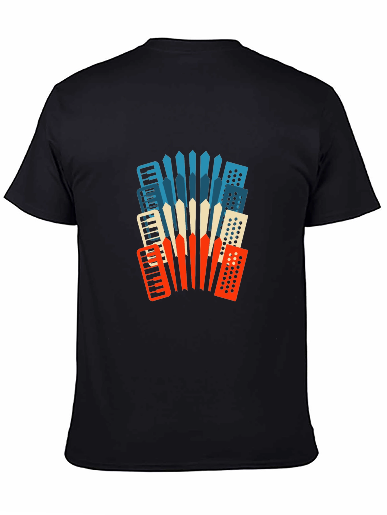 Accordion Graphic Print Black T-Shirt