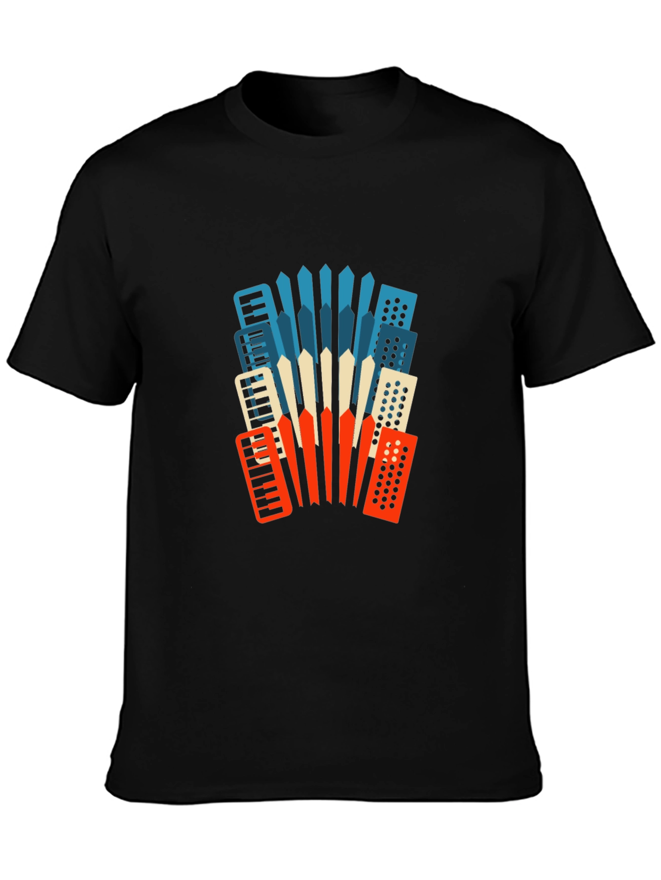 Accordion Graphic Print Black T-Shirt