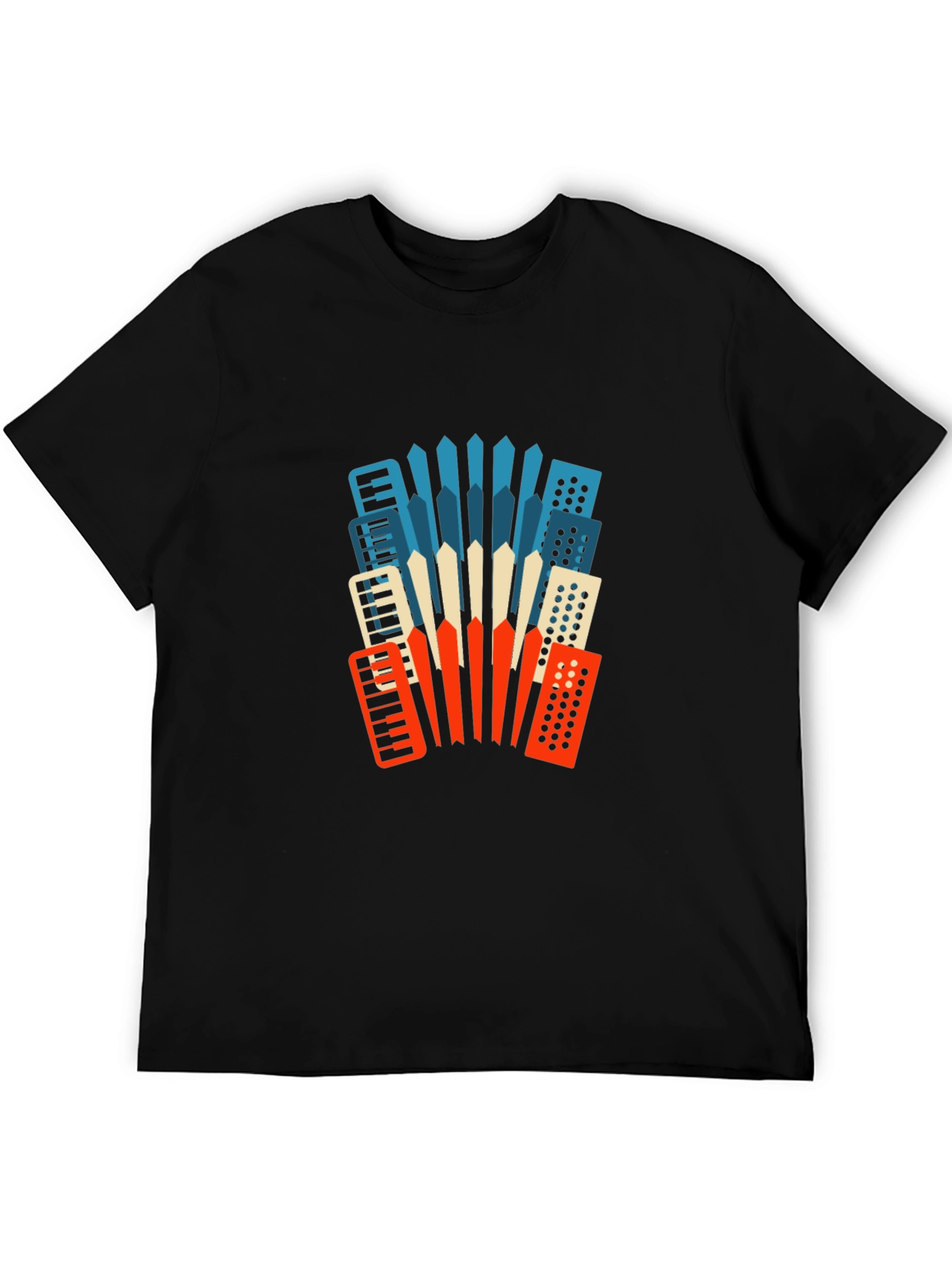 Accordion Graphic Print Black T-Shirt