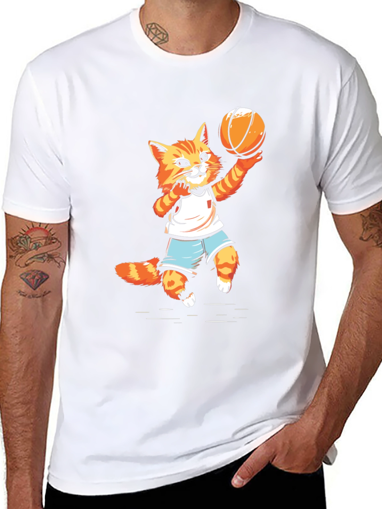 Basketball Cat Graphic T-Shirt