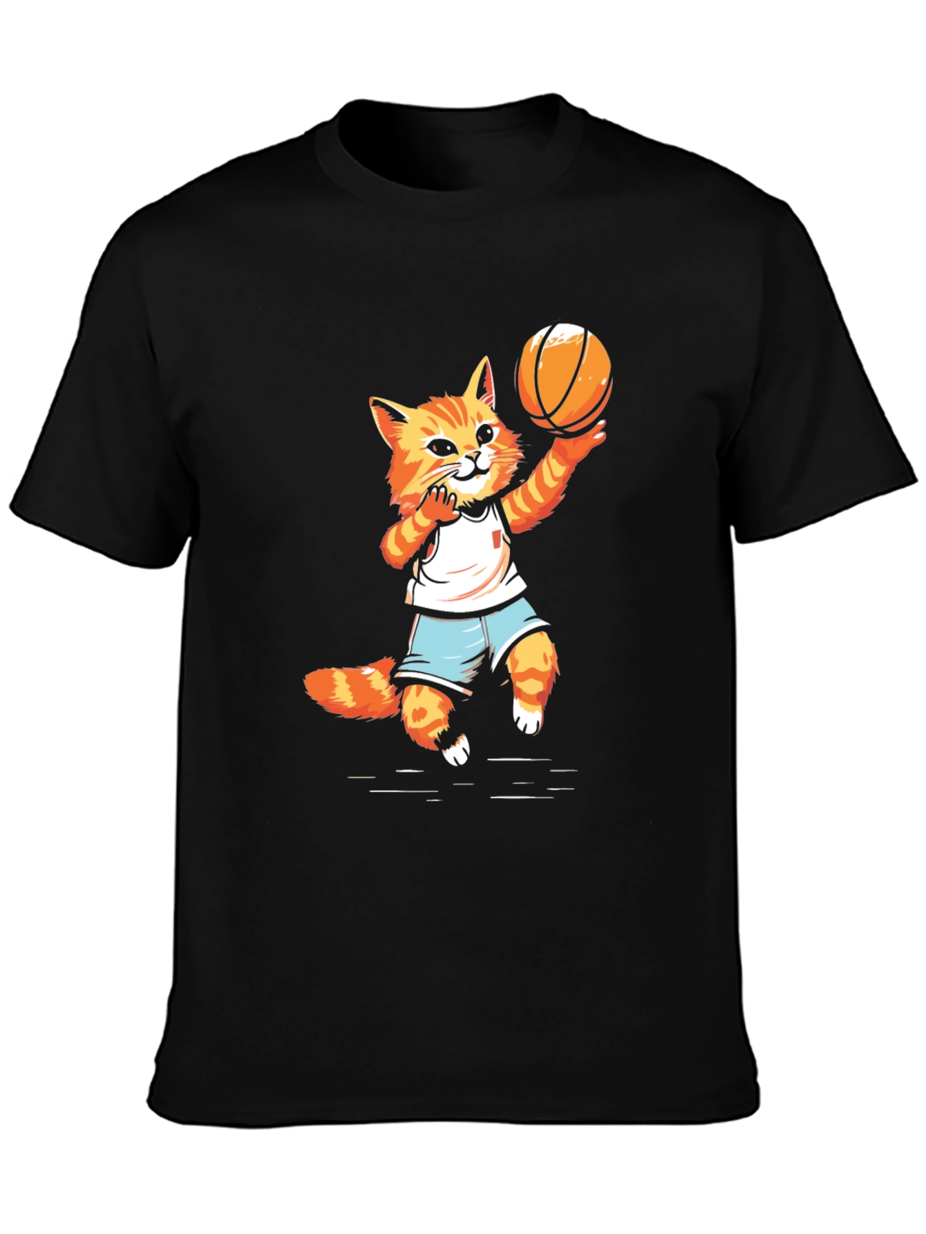 Basketball Cat Graphic T-Shirt