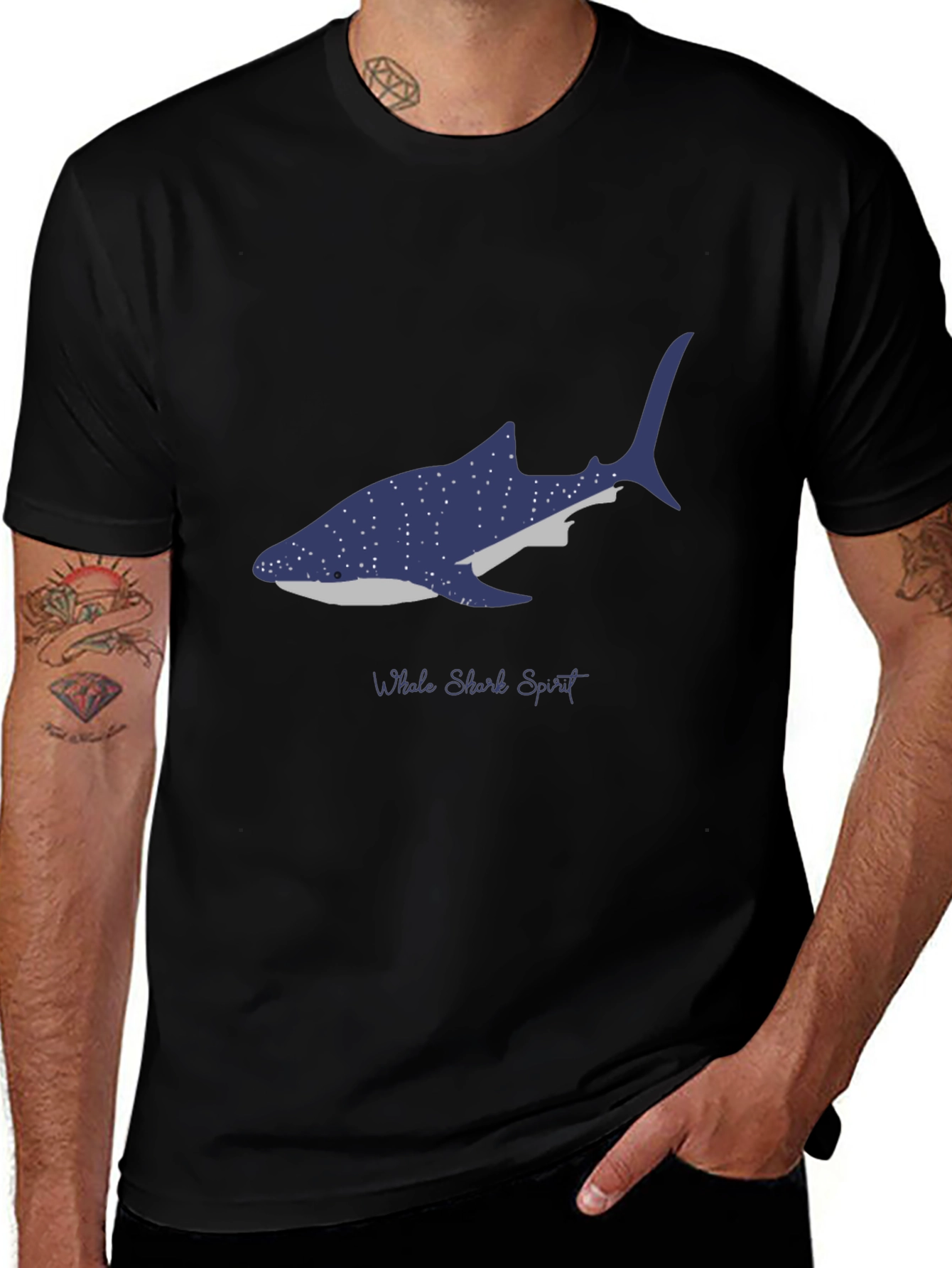 Whale Shark Spirit Black T-Shirt