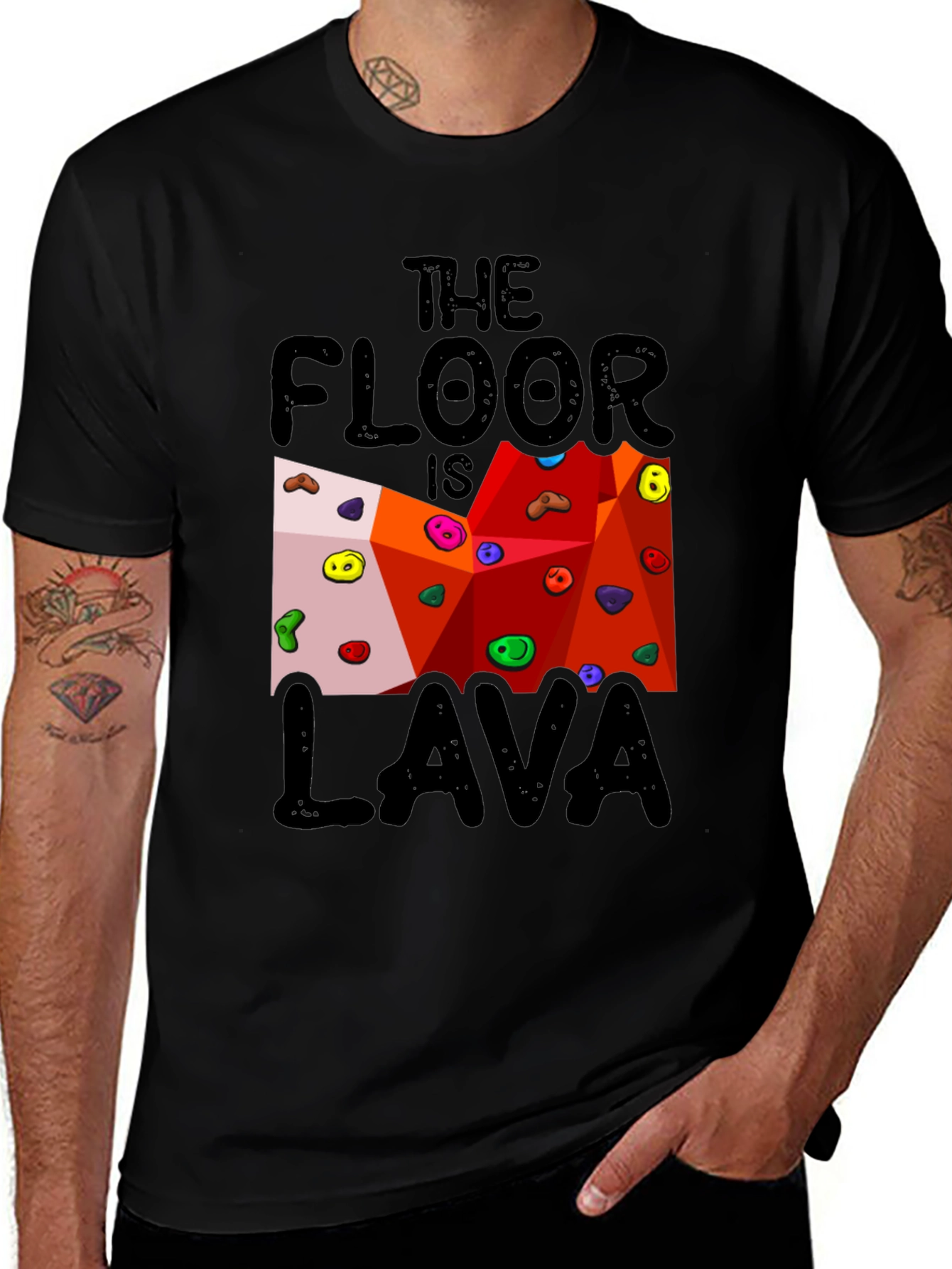 The Floor is Lava Climbing Wall Black T-Shirt